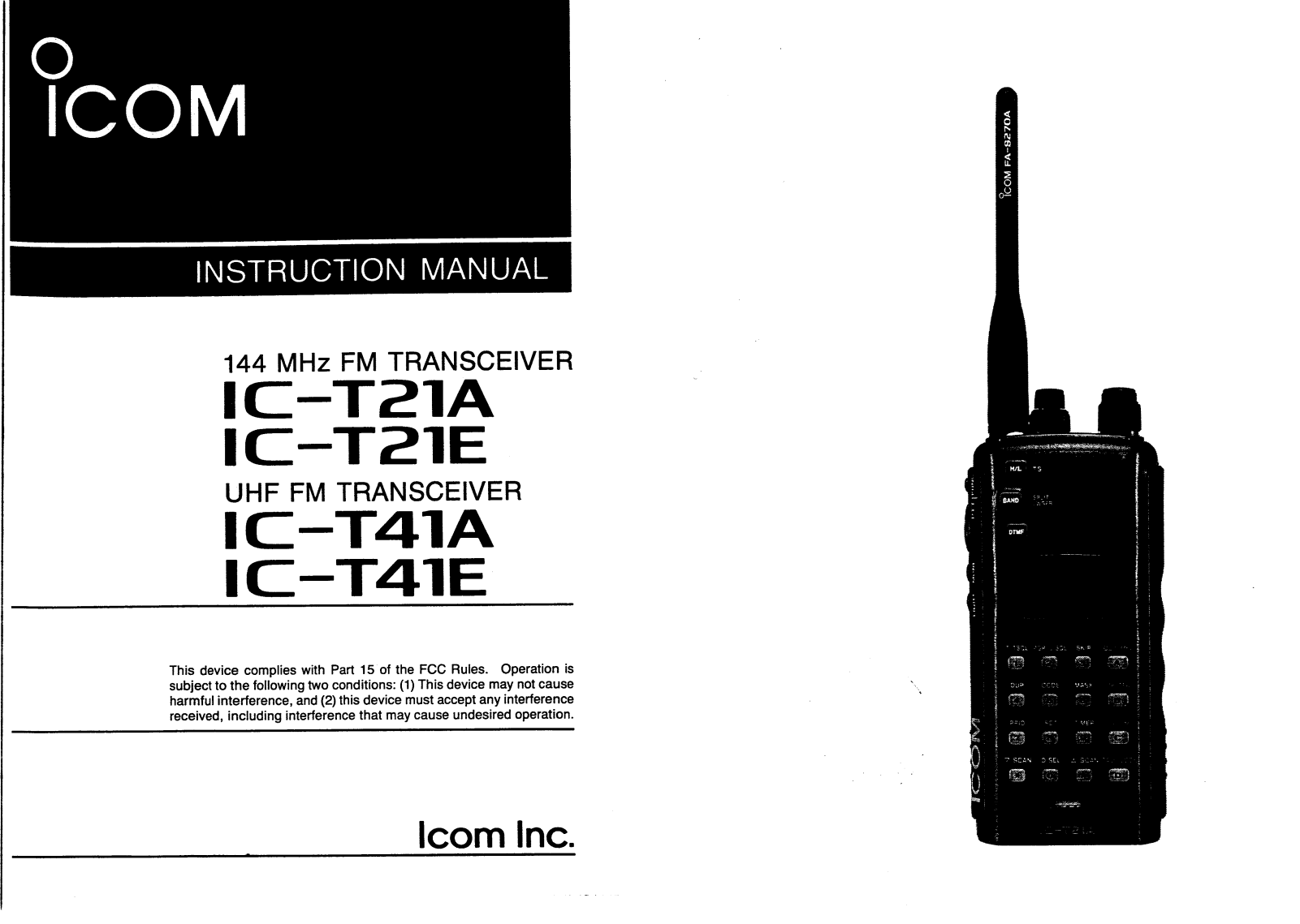 Icom IC-T21A-E, IC-T41A-E User Manual