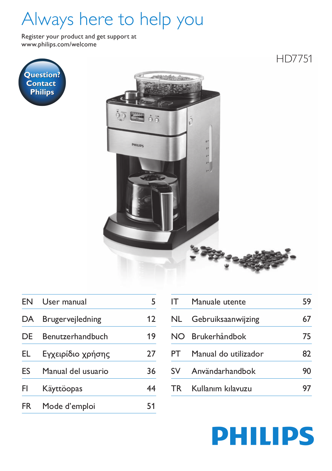 Philips HD7751-00 Operating Instructions