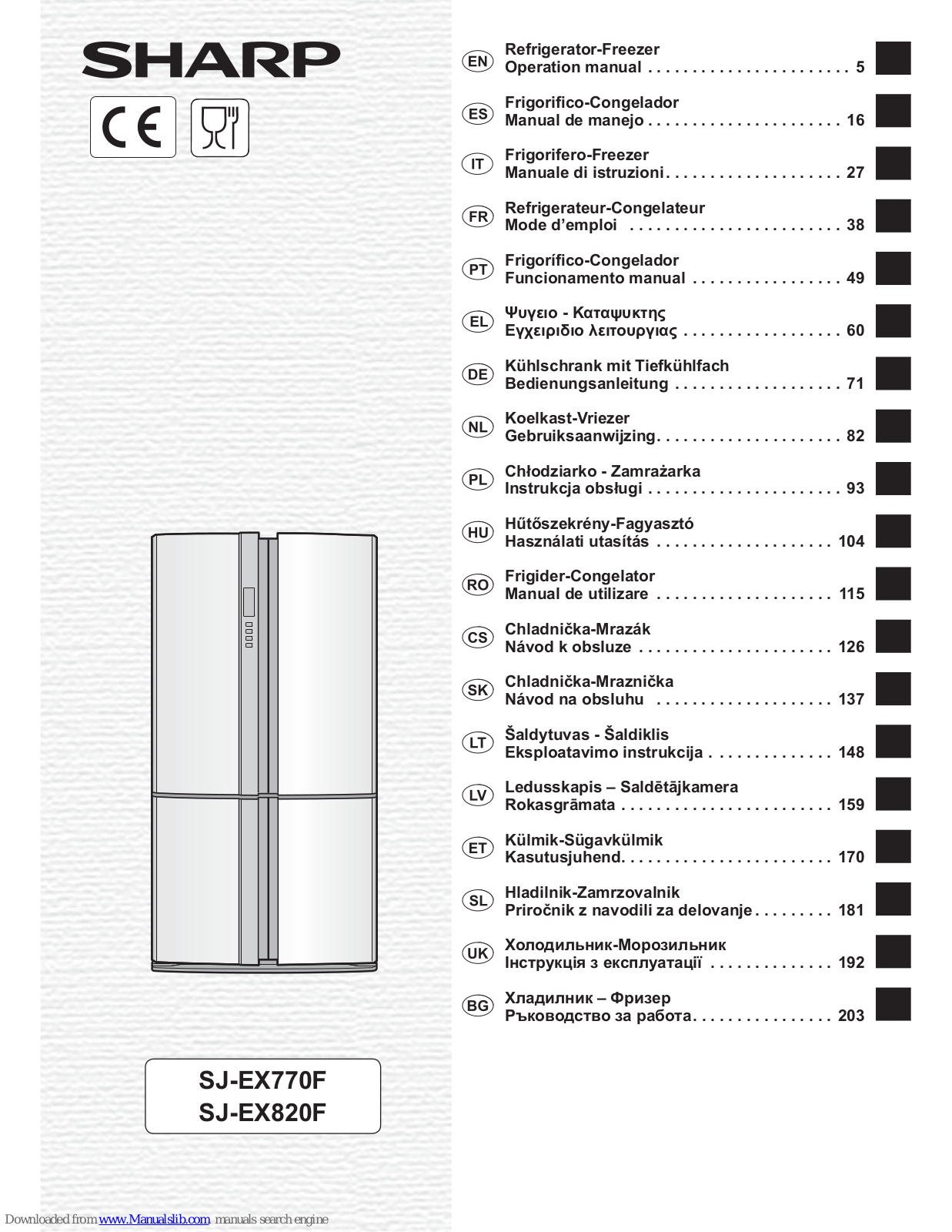 Sharp SJ-EX770F, SJ-EX820F Operation Manual