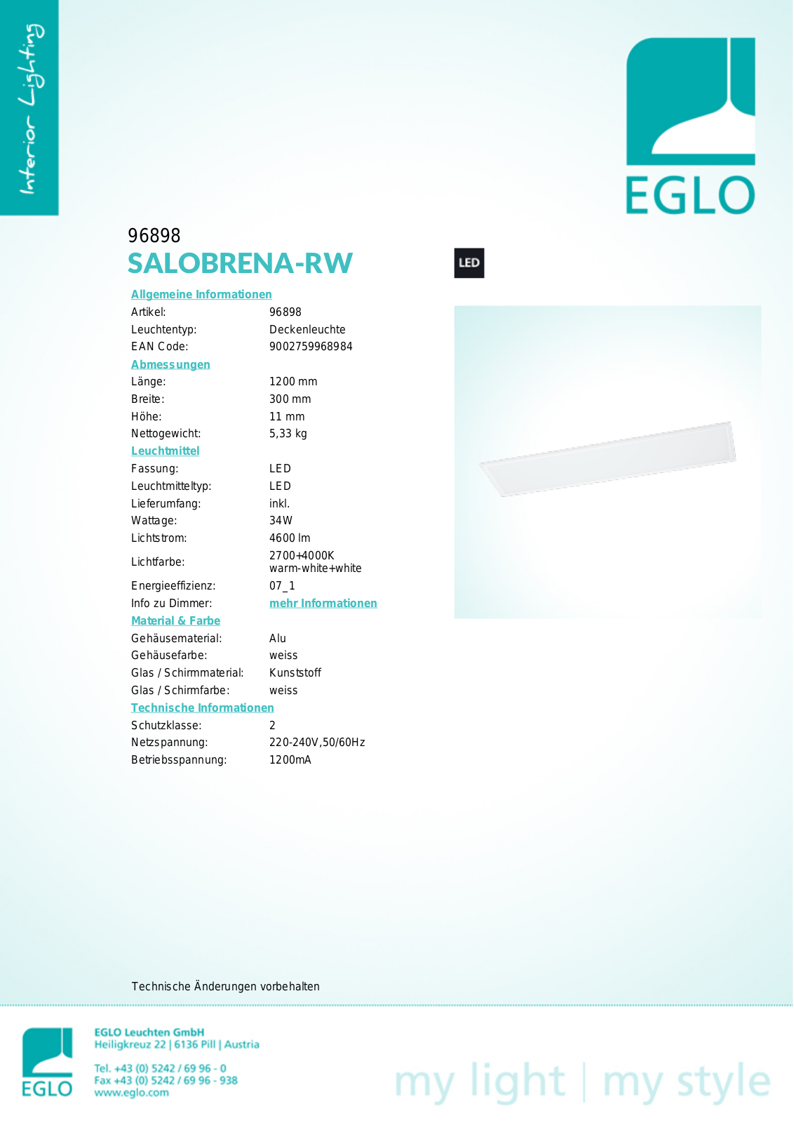 Eglo 96898 Service Manual