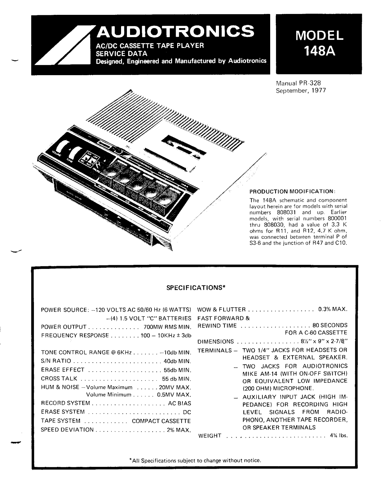 Audiotronics 148A User Manual - ManualMachine.com