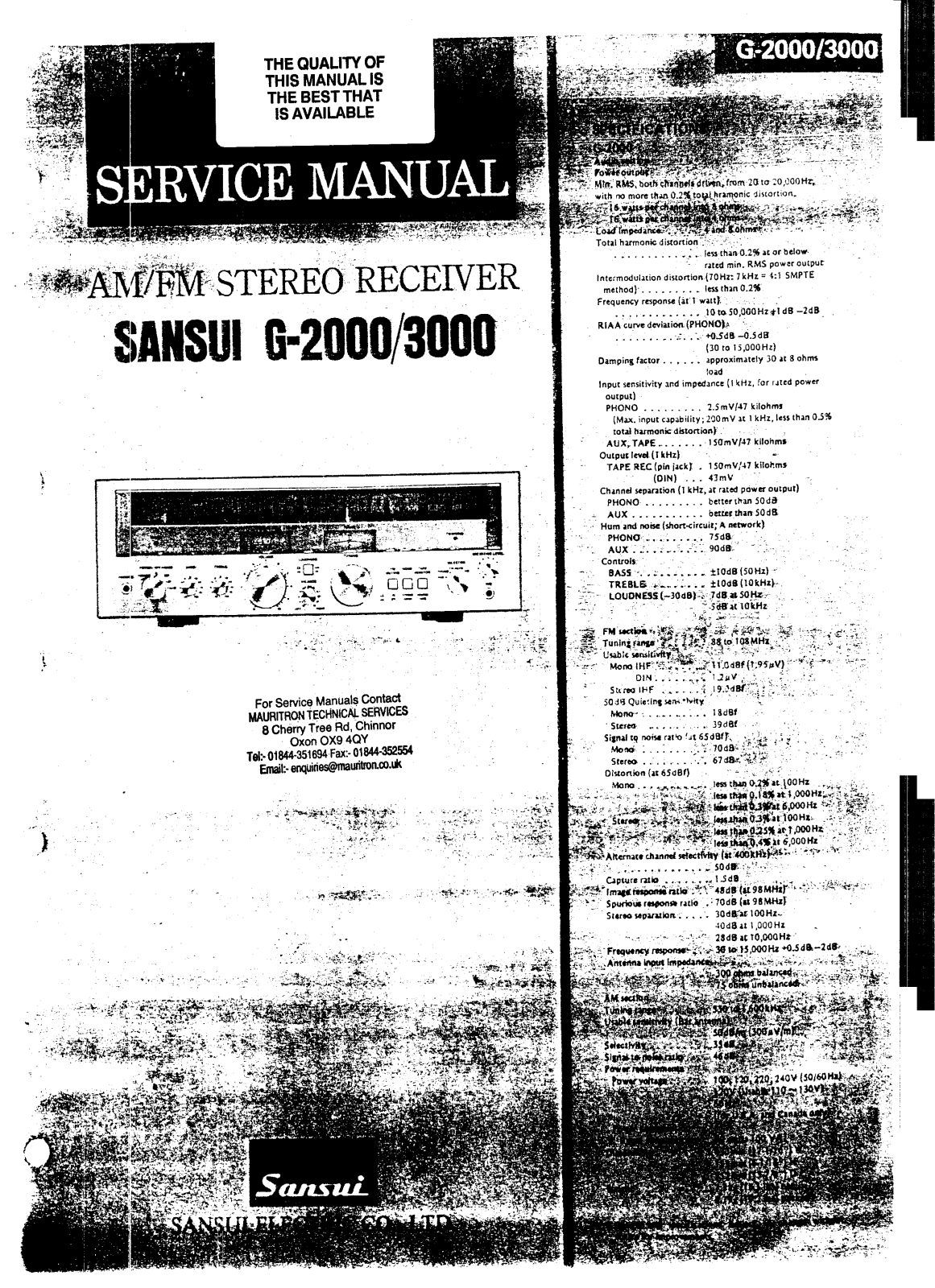 Sansui G-2000, G-3000 Service manual