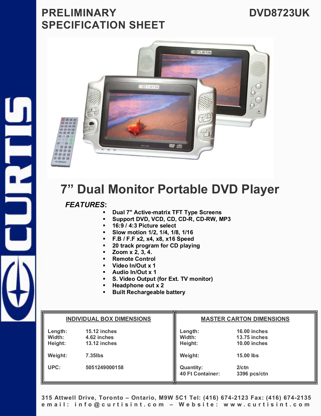 Curtis DVD8723UK User Manual