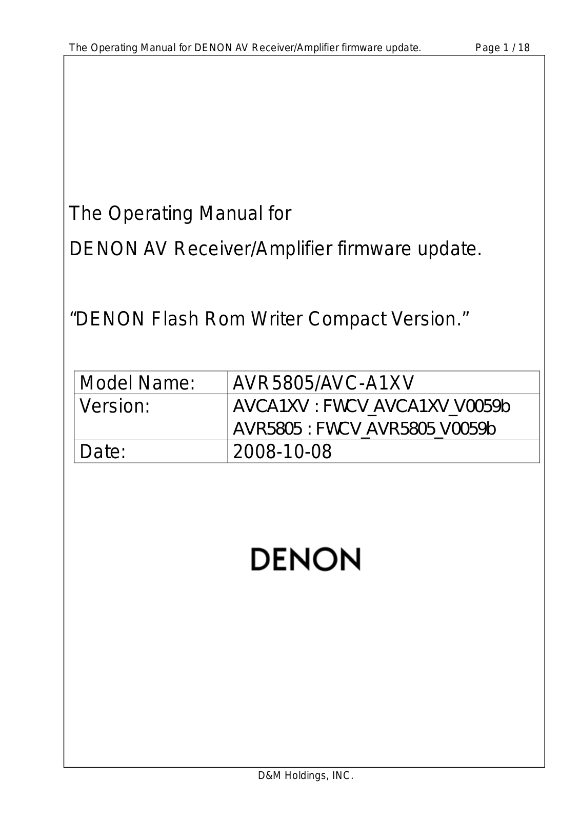 Denon AVC-A1XV Service Manual