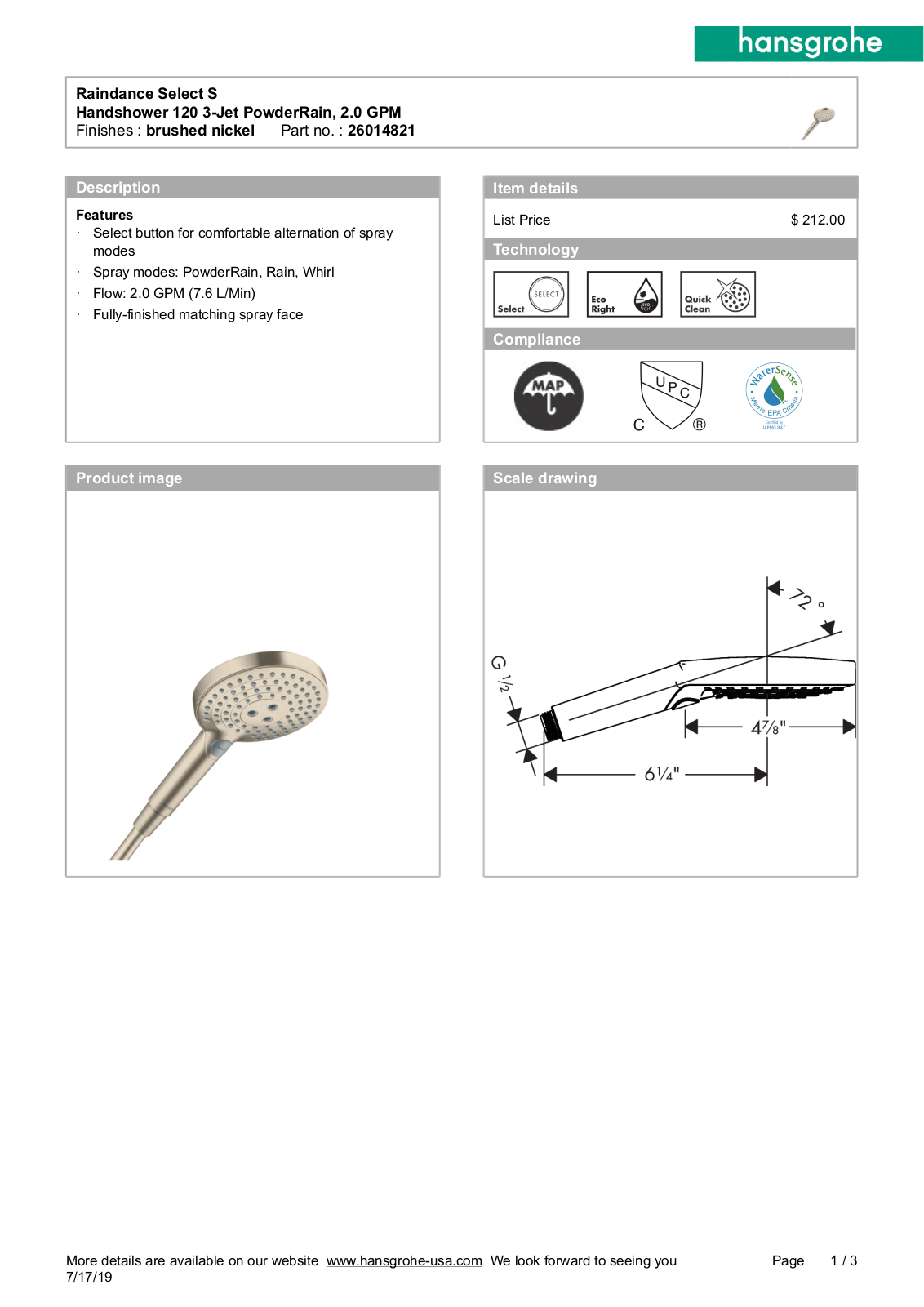 Hansgrohe GCDC1246 Specifications - ManualMachine.com