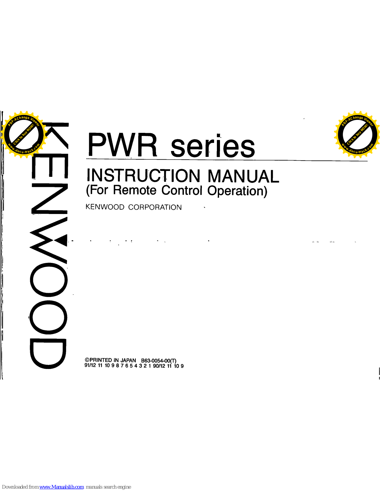 Kenwood PWR 18-2, PWR 36-1, PWR 18-1T, PWR 18-1.8Q Instruction Manual