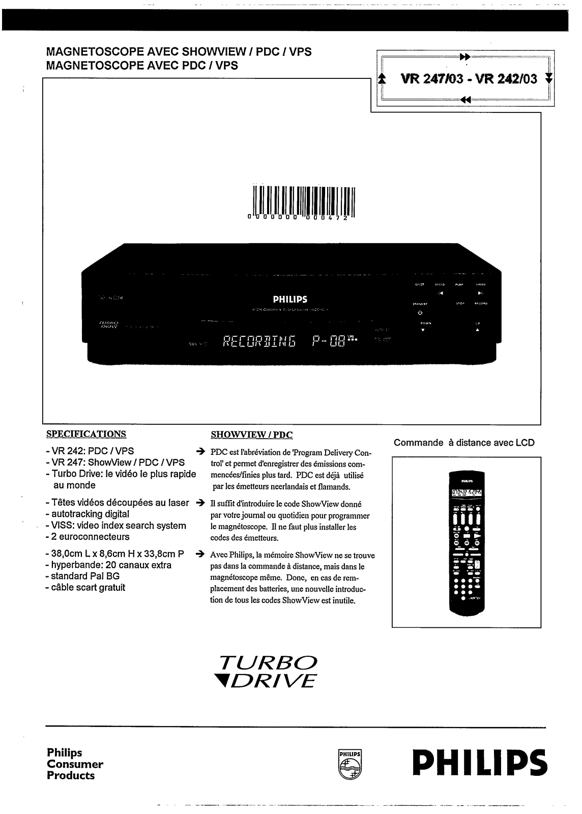 Philips VR247-03, VR242-03 User Manual