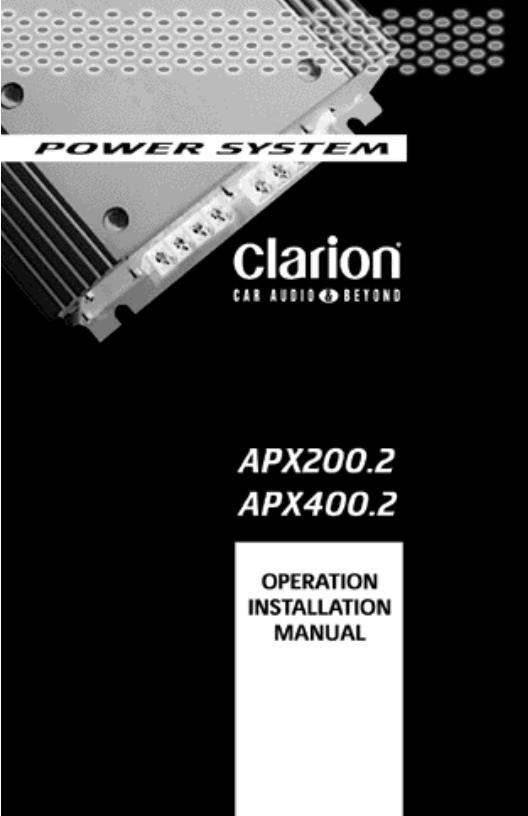 Clarion APX400.2, APX200.2 User Manual