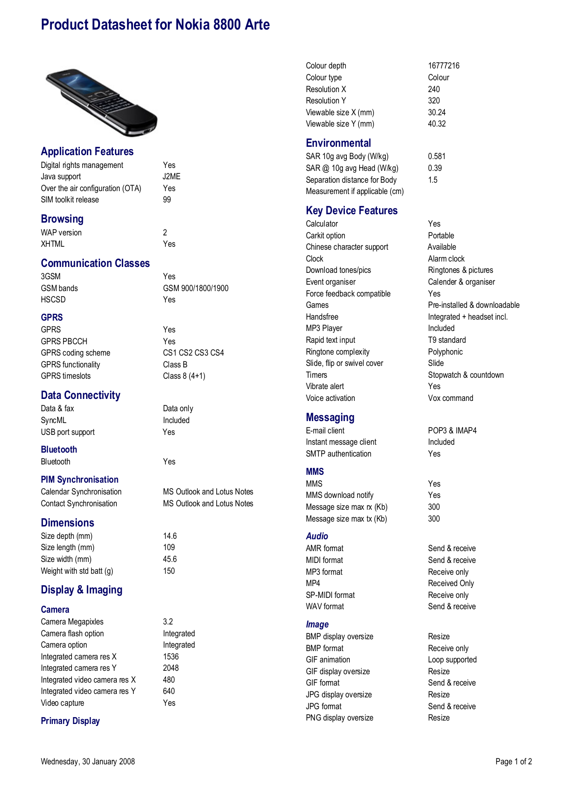 Nokia 8800 ARTE User Manual