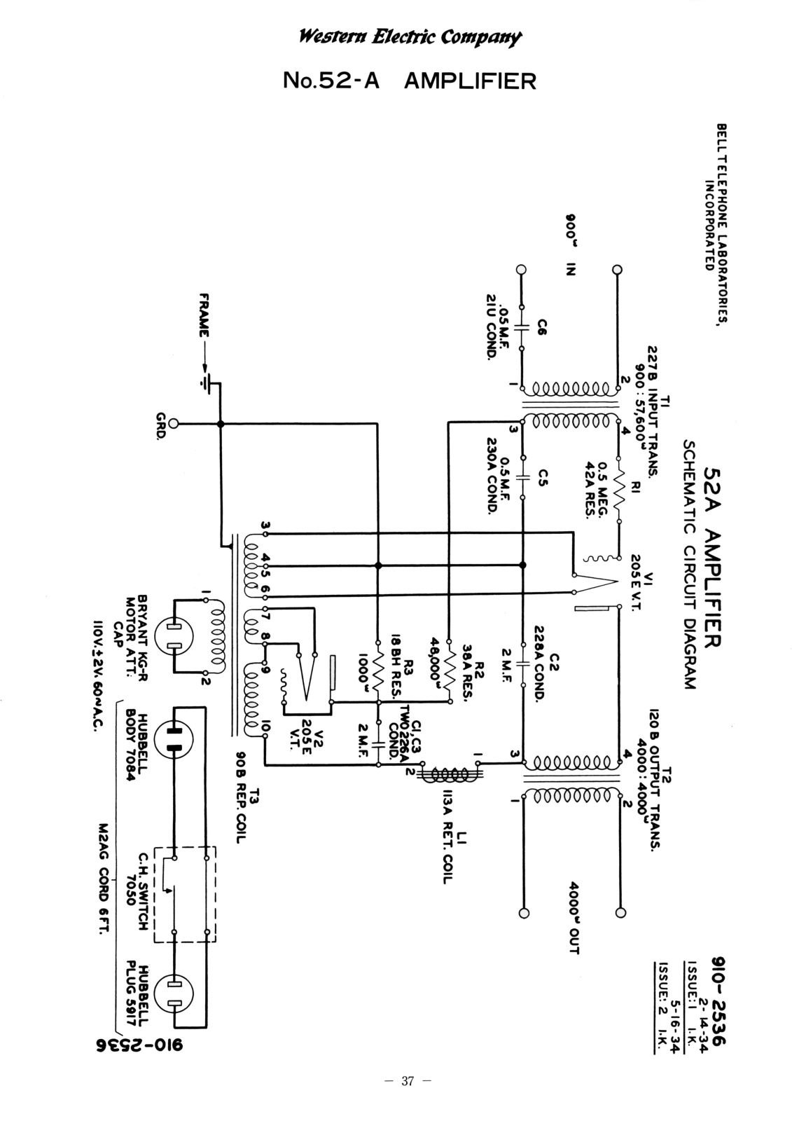 Western Electric 52-A Schematic