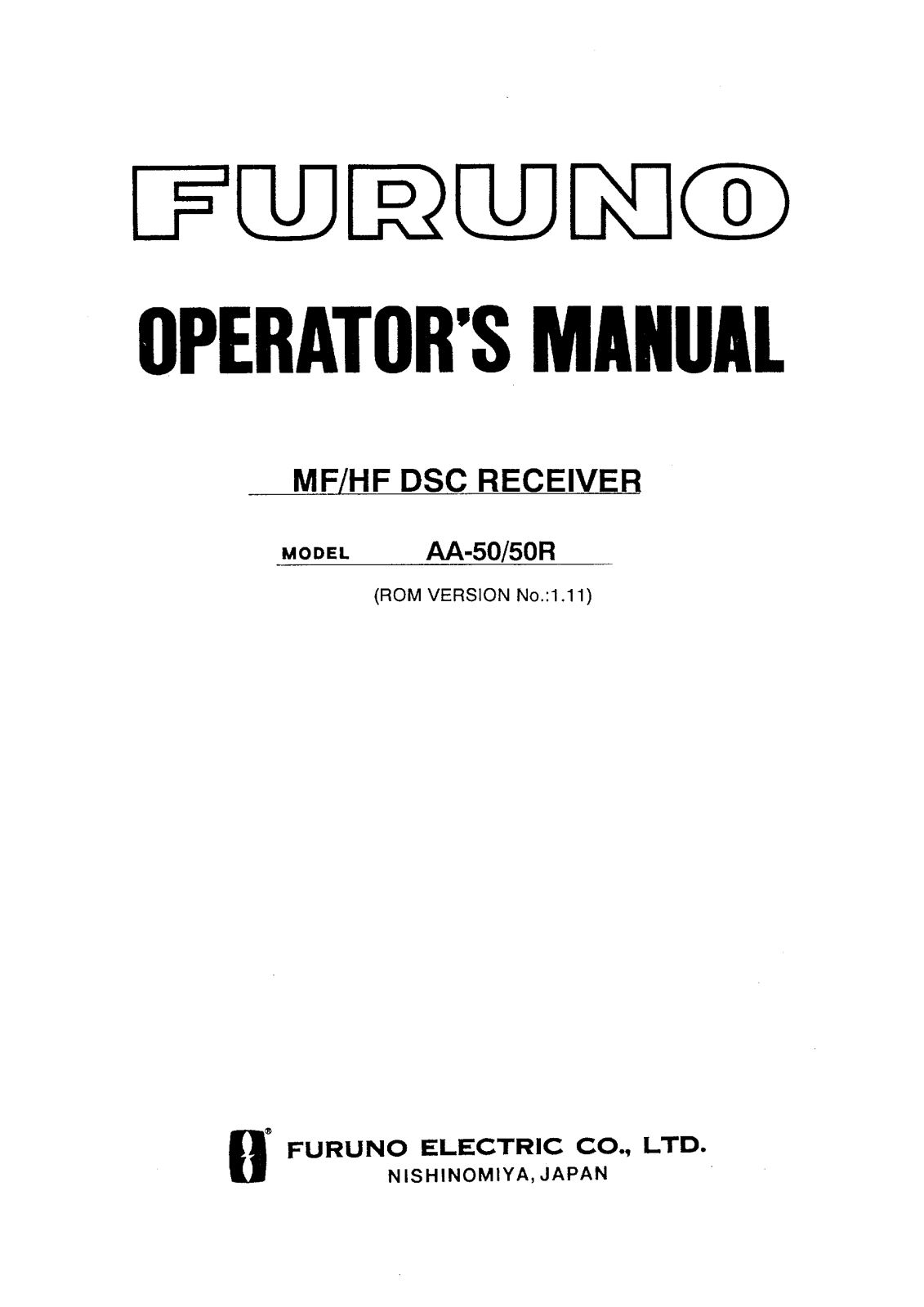 Furuno AA50R MF, AA50, AA50R HF User Manual