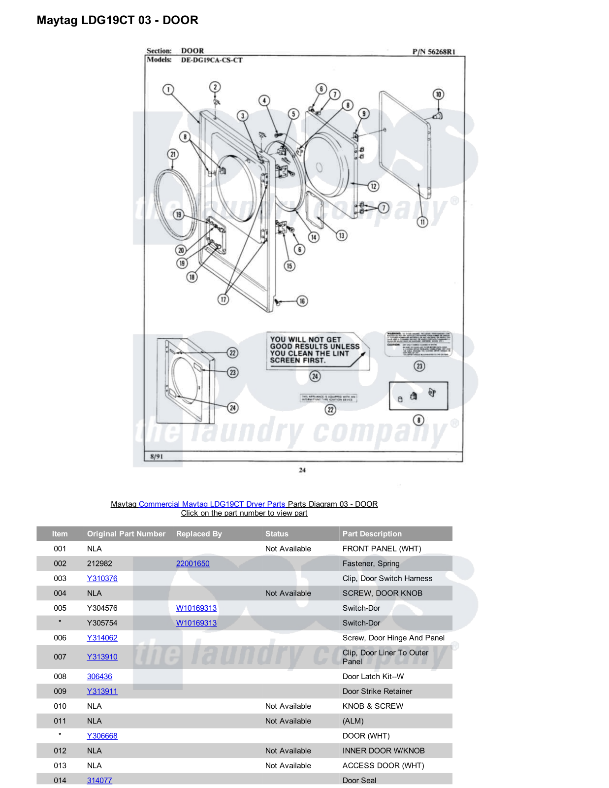 Maytag LDG19CT Parts Diagram