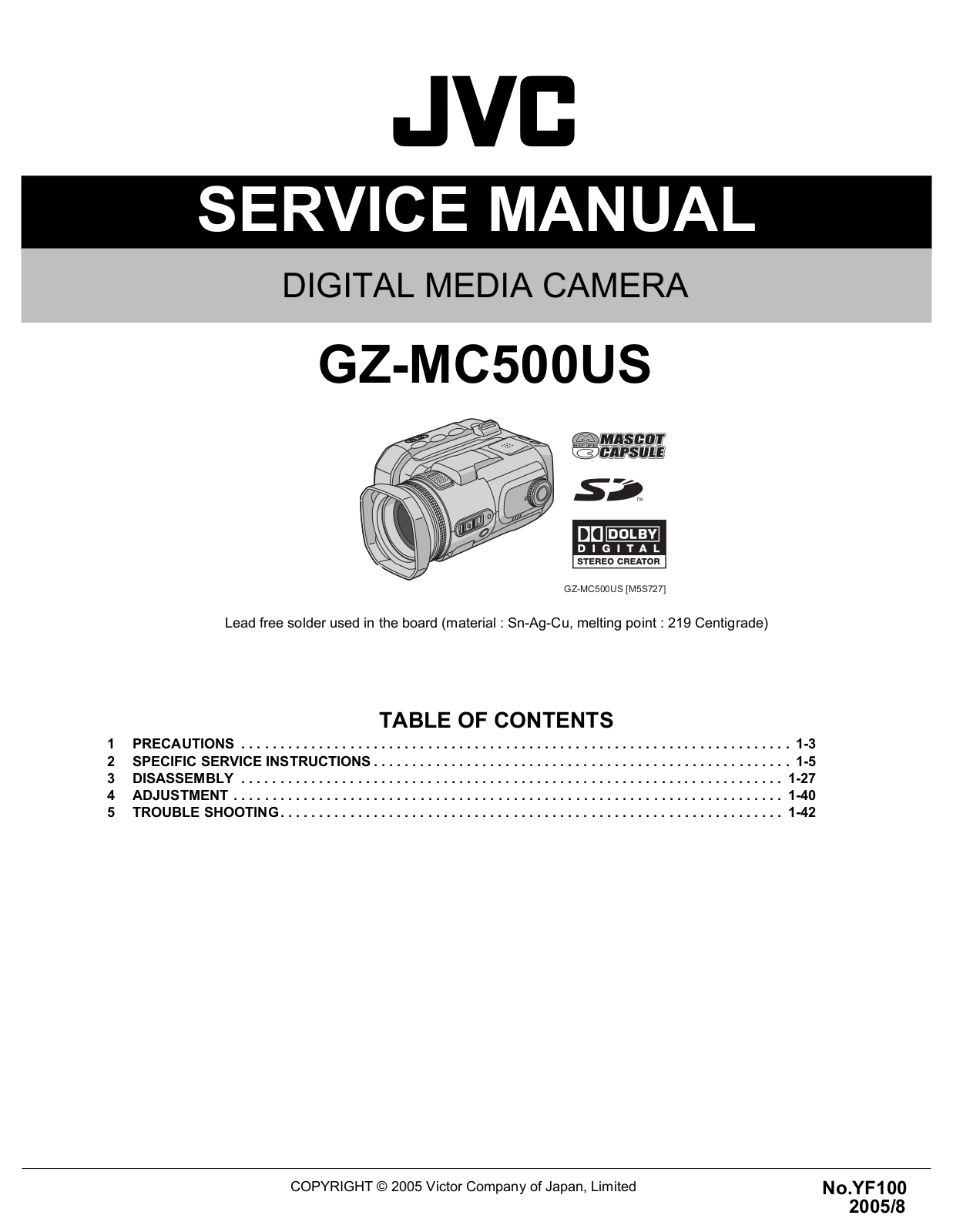 JVC GZ-MC500US Service Manual