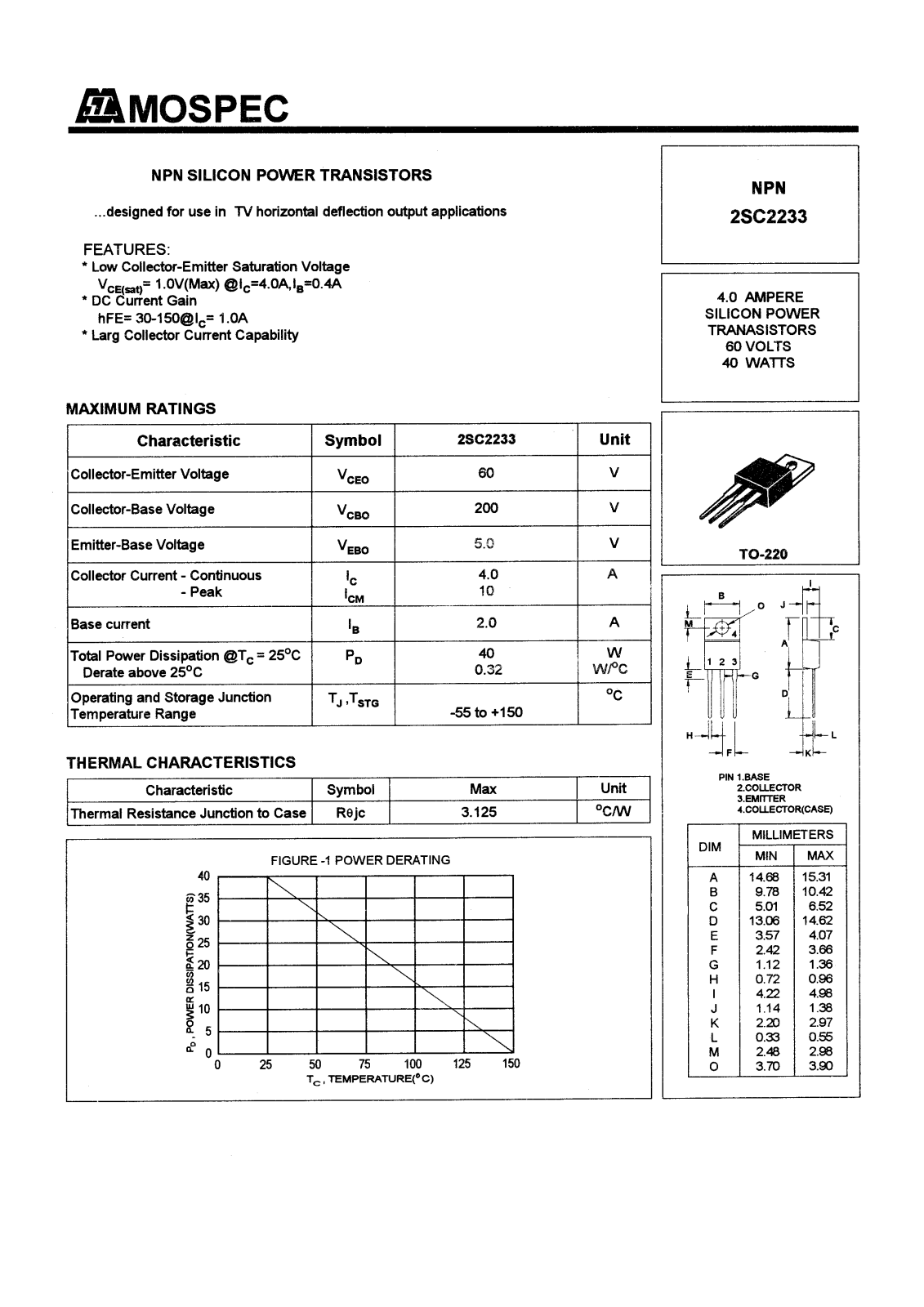 MOSPEC 2SC2233 Datasheet