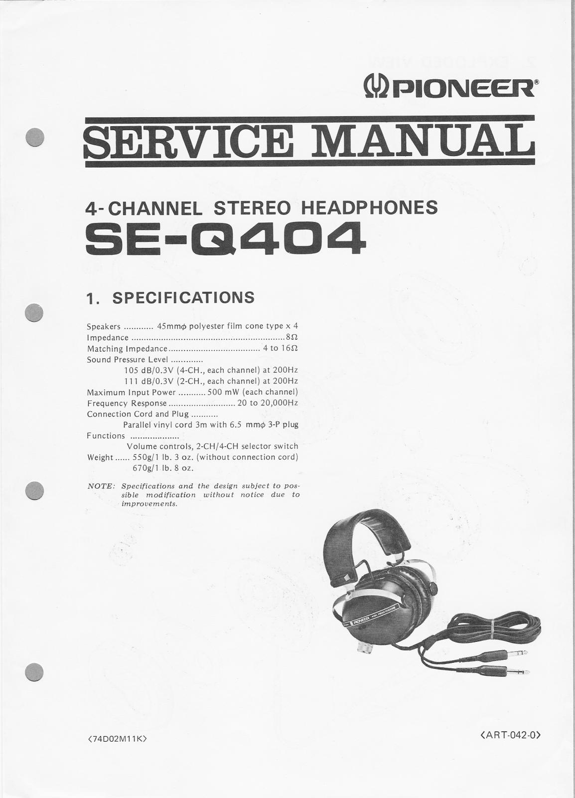 Pioneer SEQ-404 Service manual