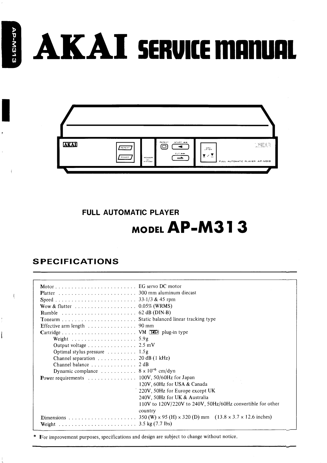 Akai AP-M313 Service Manual