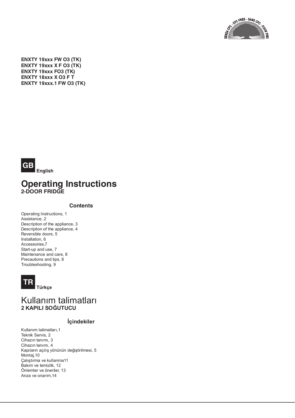 HOTPOINT/ARISTON ENXTY 18221 X O3 F T User Manual