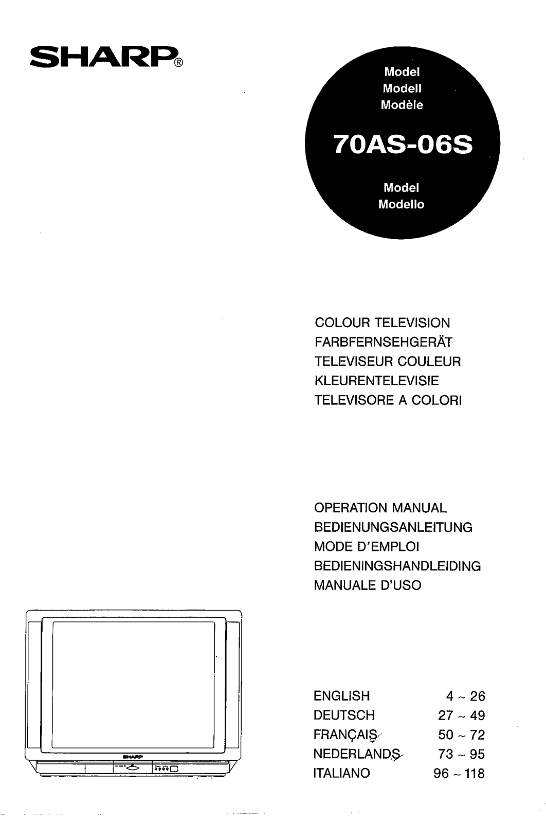 Sharp 70AS-06SN, 70AS-06S User Manual