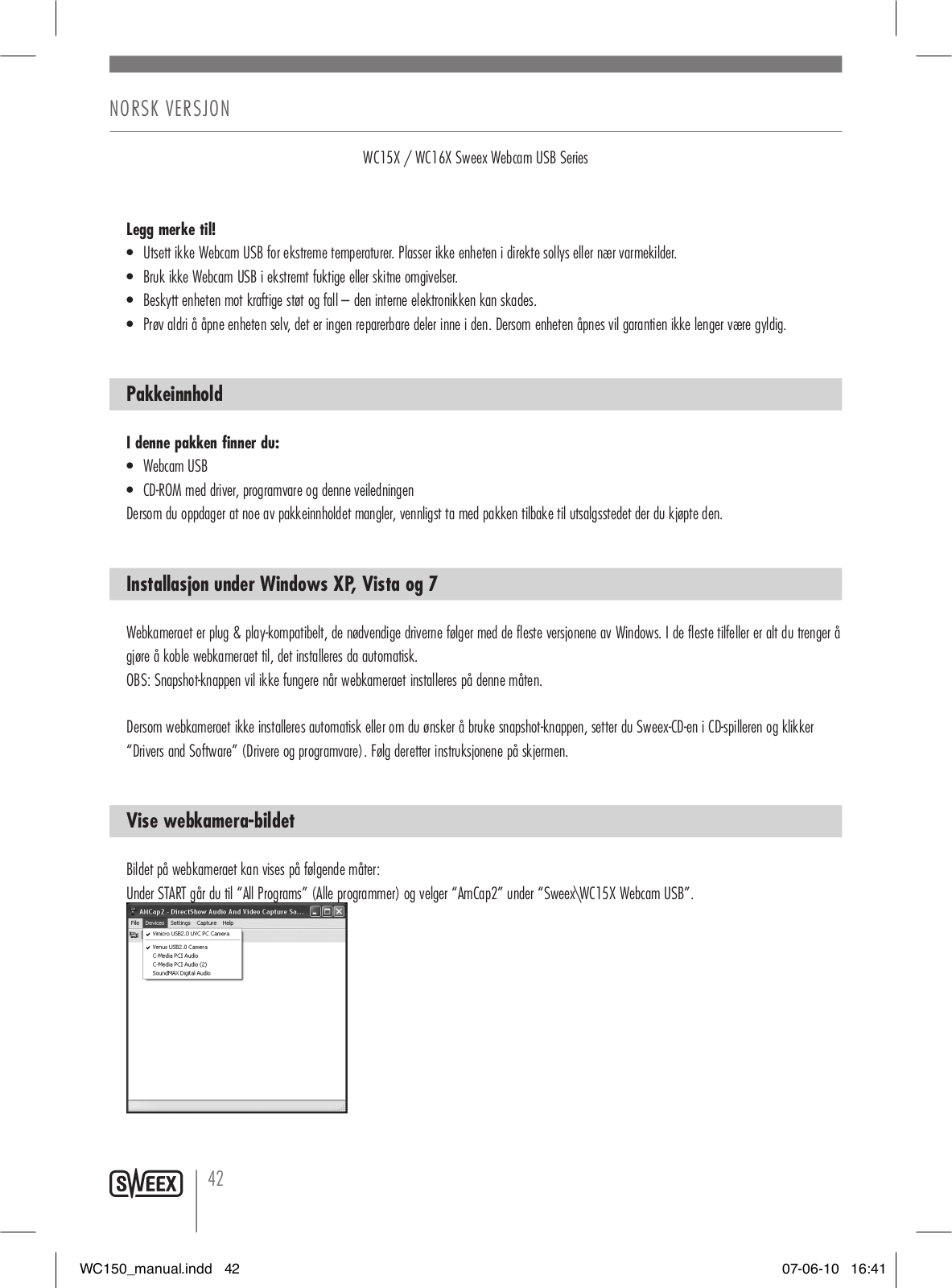 Sweex WC15X, WC16X User Manual