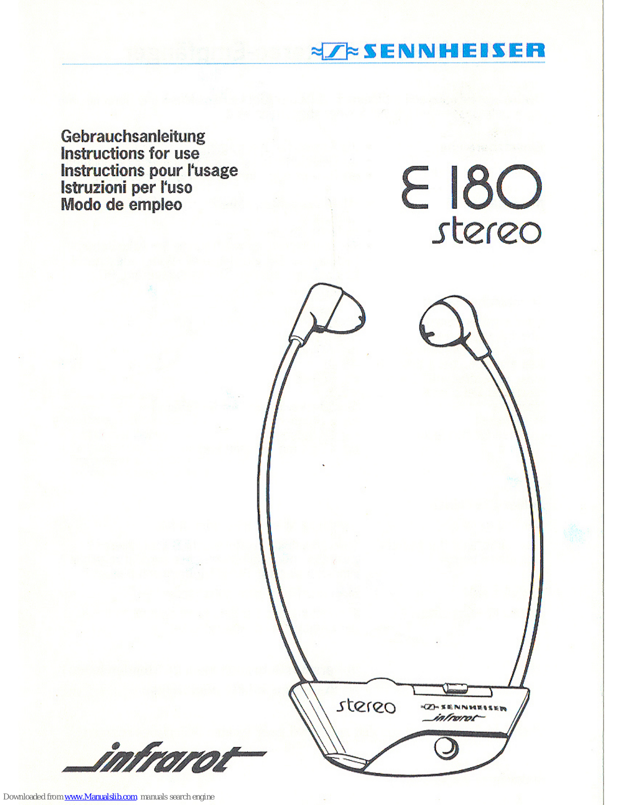 Sennheiser E 180, infrarot E 180 stereo Instructions For Use Manual