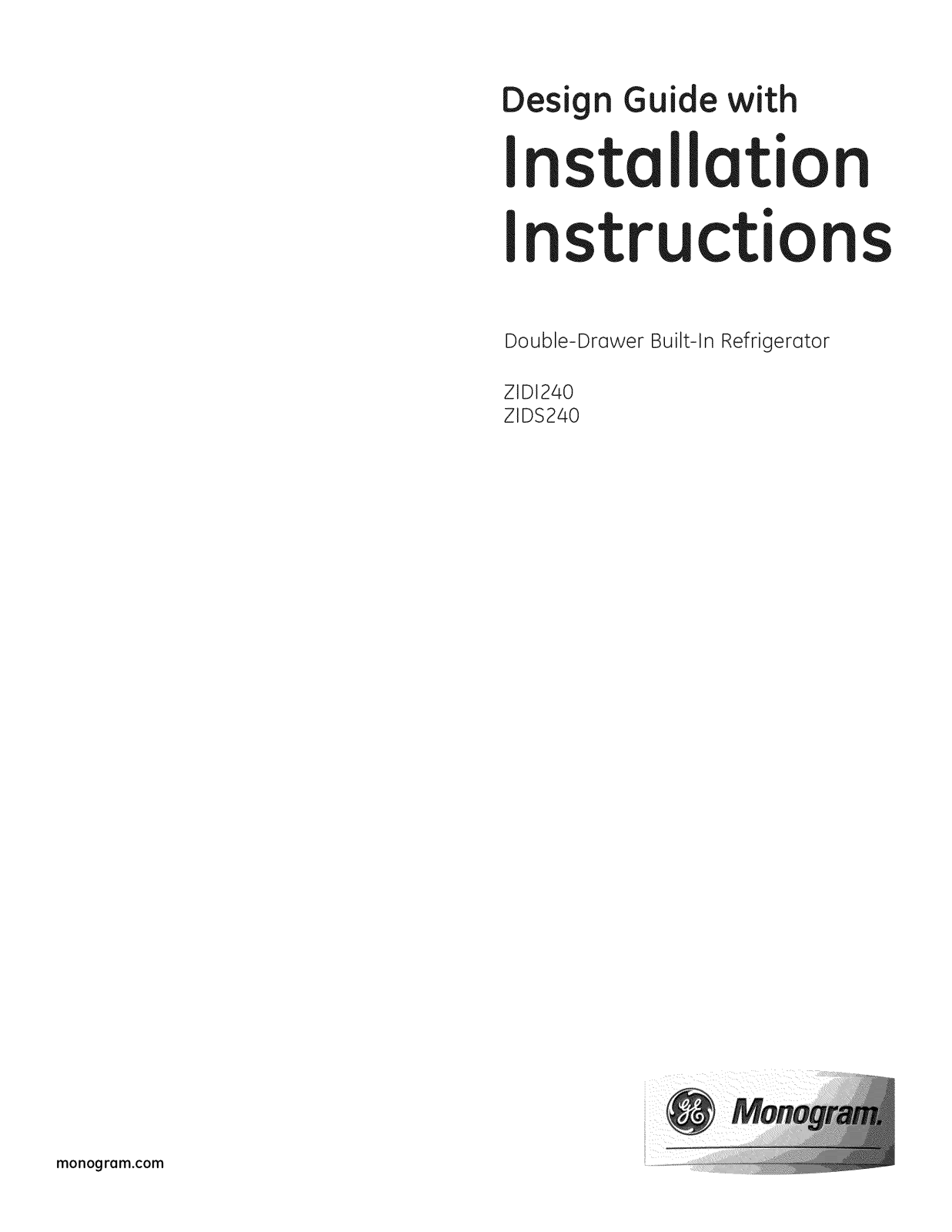 GE ZIDI240WBII, ZIDS240HASS, ZIDS240PBSS, ZIDS240WBSS Installation Guide - ManualMachine.com