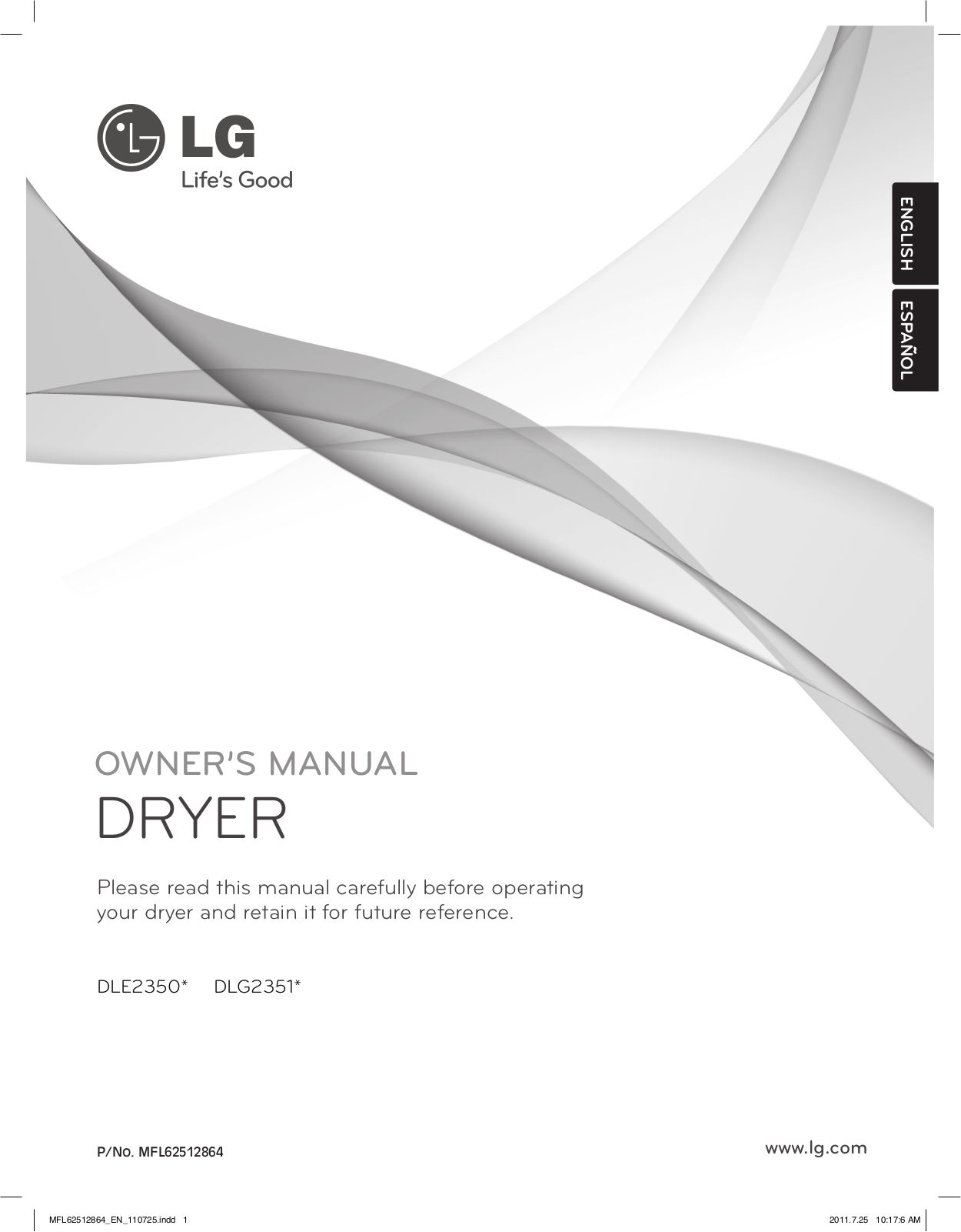 LG DLE2350R User Manual