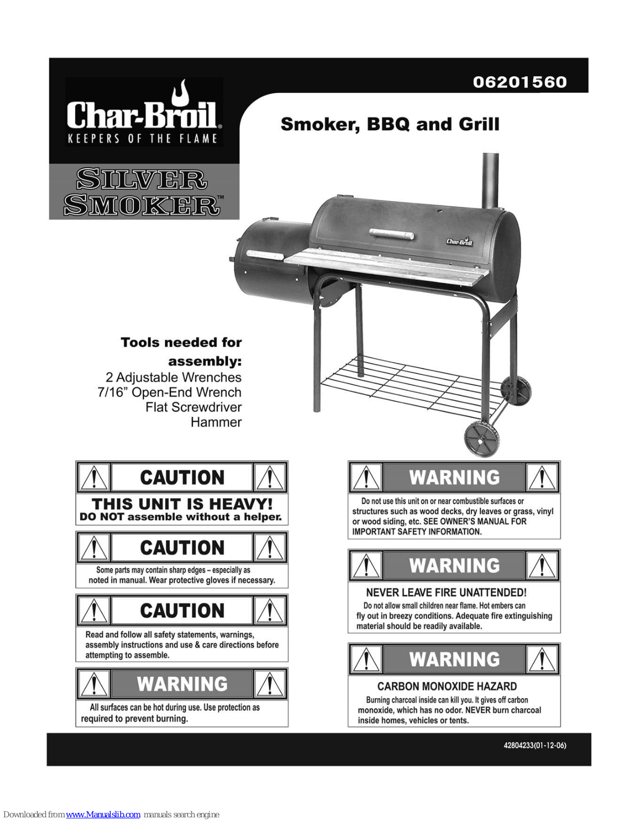 Char-Broil Silver Smoker 06201560 User Manual