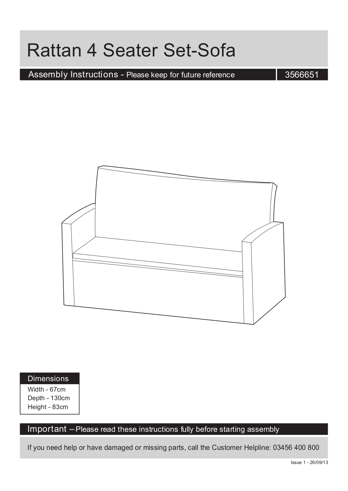 Argos 3459311 ASSEMBLY INSTRUCTIONS