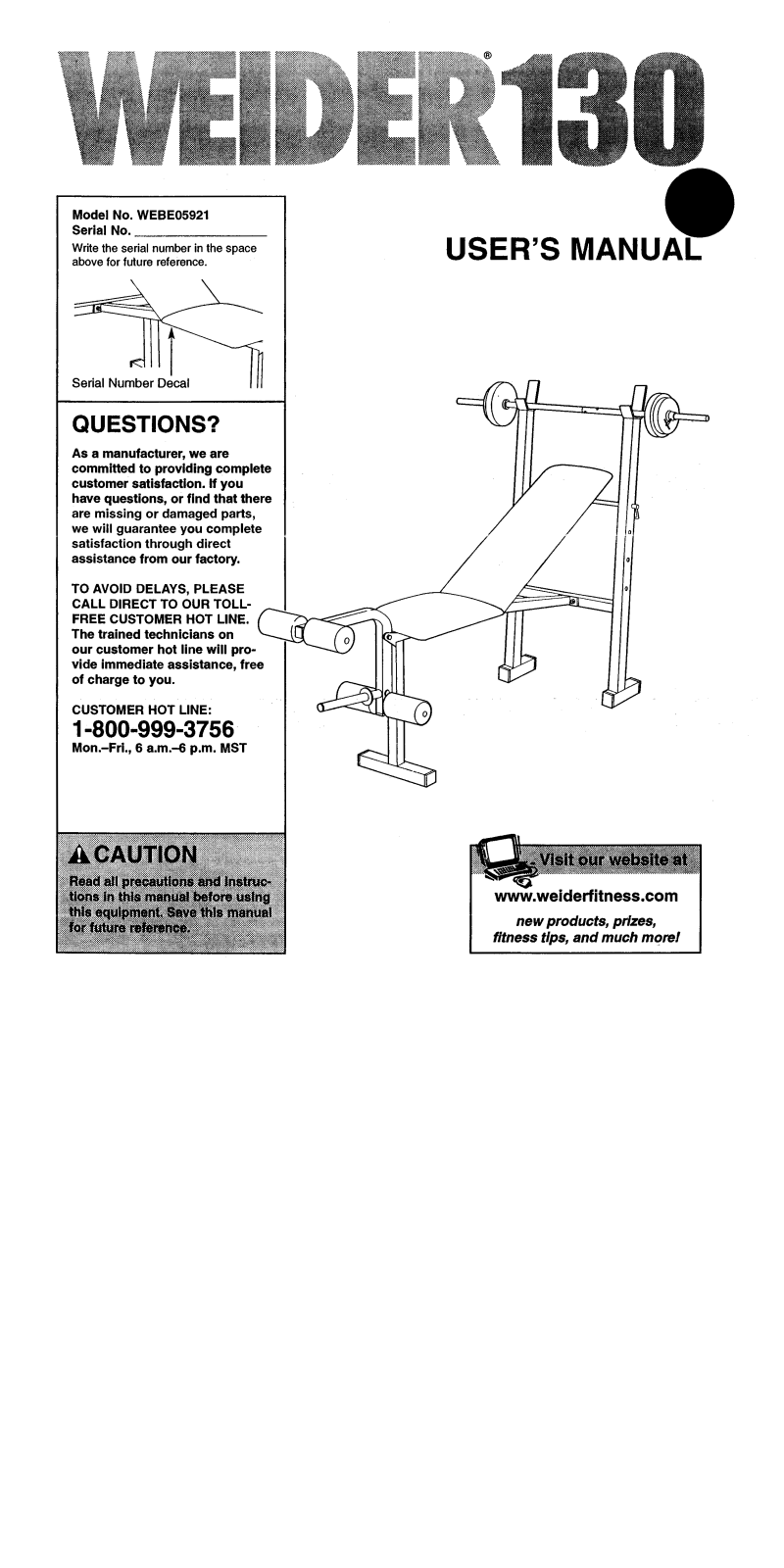 Weider 130 User Manual