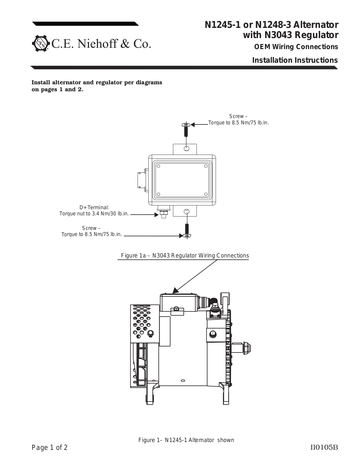 C.E. Niehoff & Co. N1245-1, N1248-3, N3043 Installation