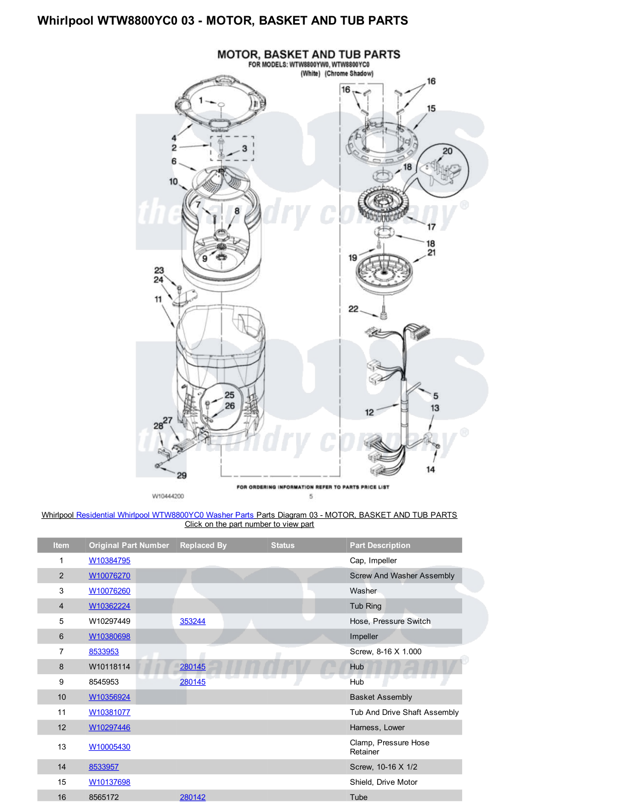 Whirlpool WTW8800YC0 Parts Diagram