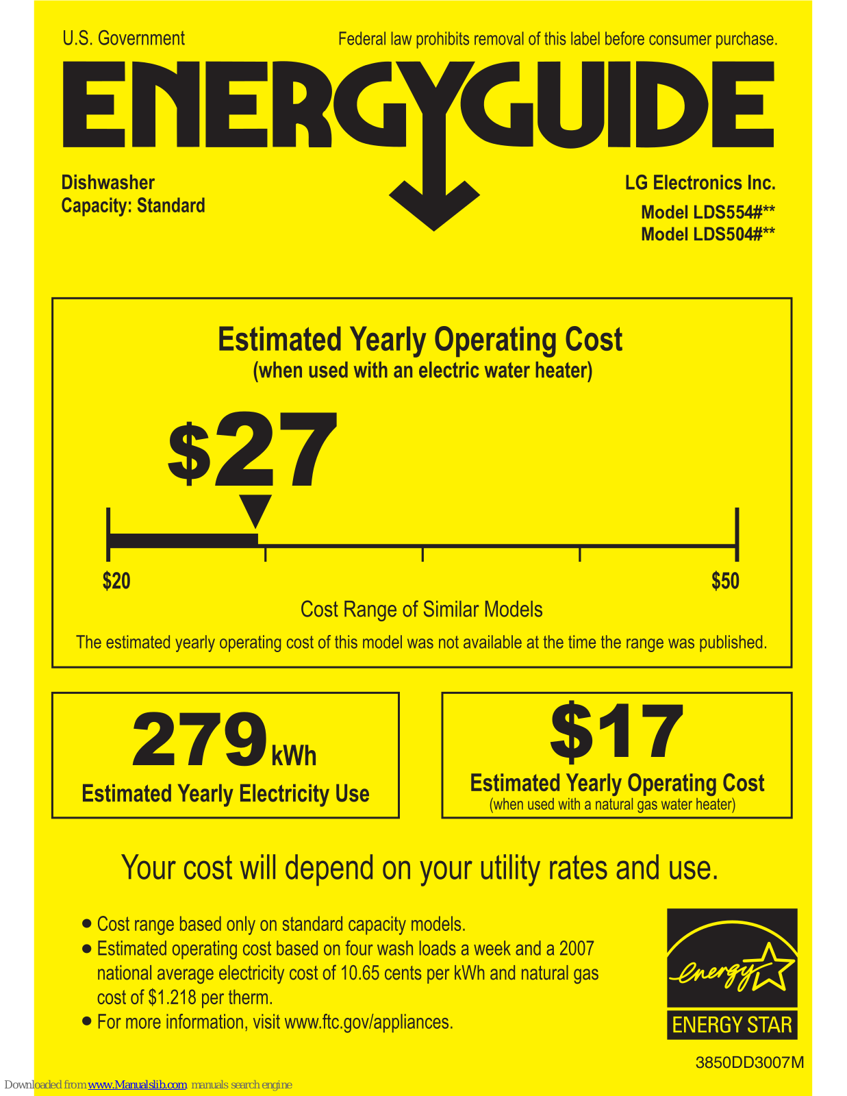 LG LDS5540BB, LDS5540ST, LDS5540WW, LDS554 Series, LDS504 Series Energy Manual