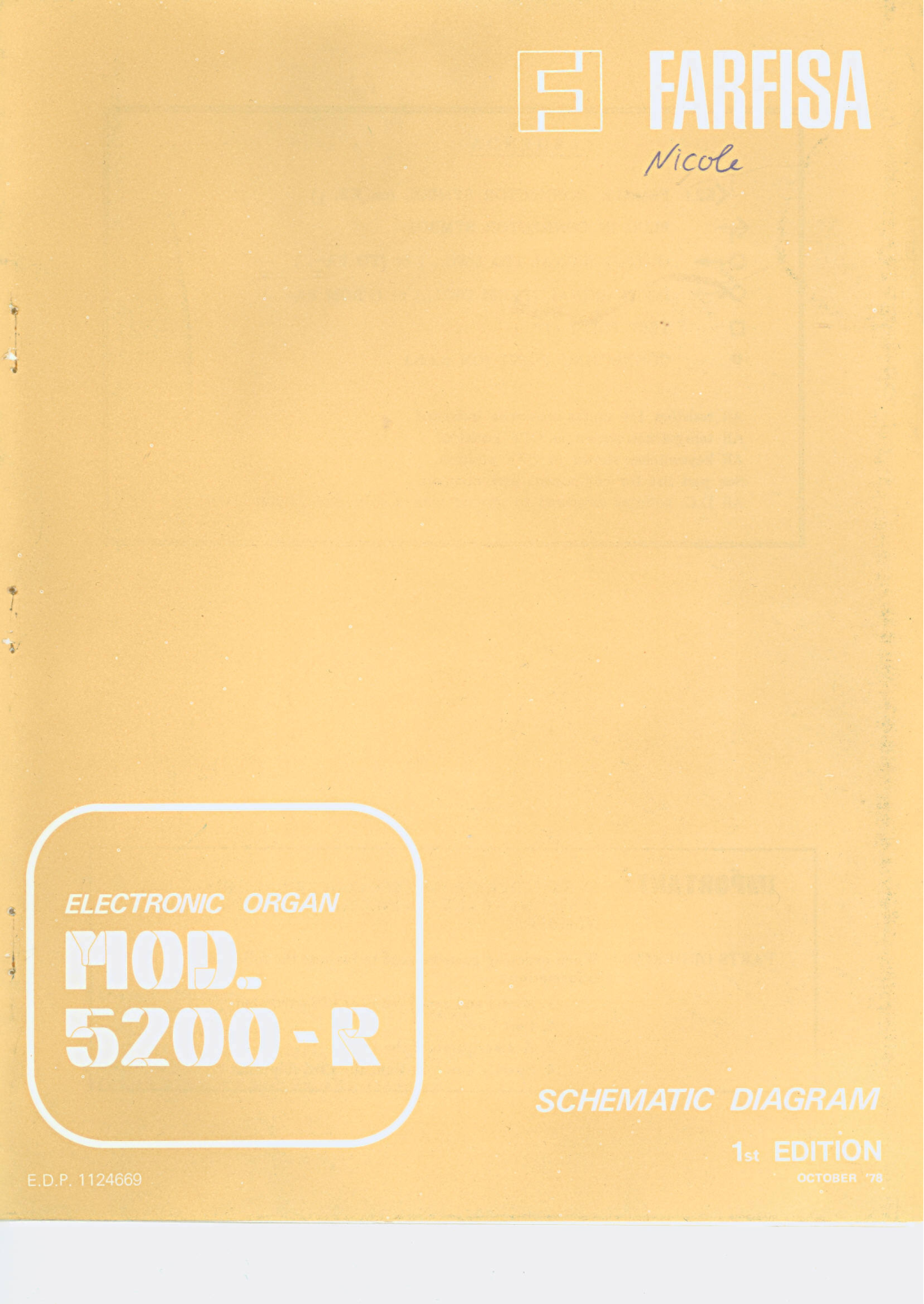 FARFISA 5200 SCHEMATIC