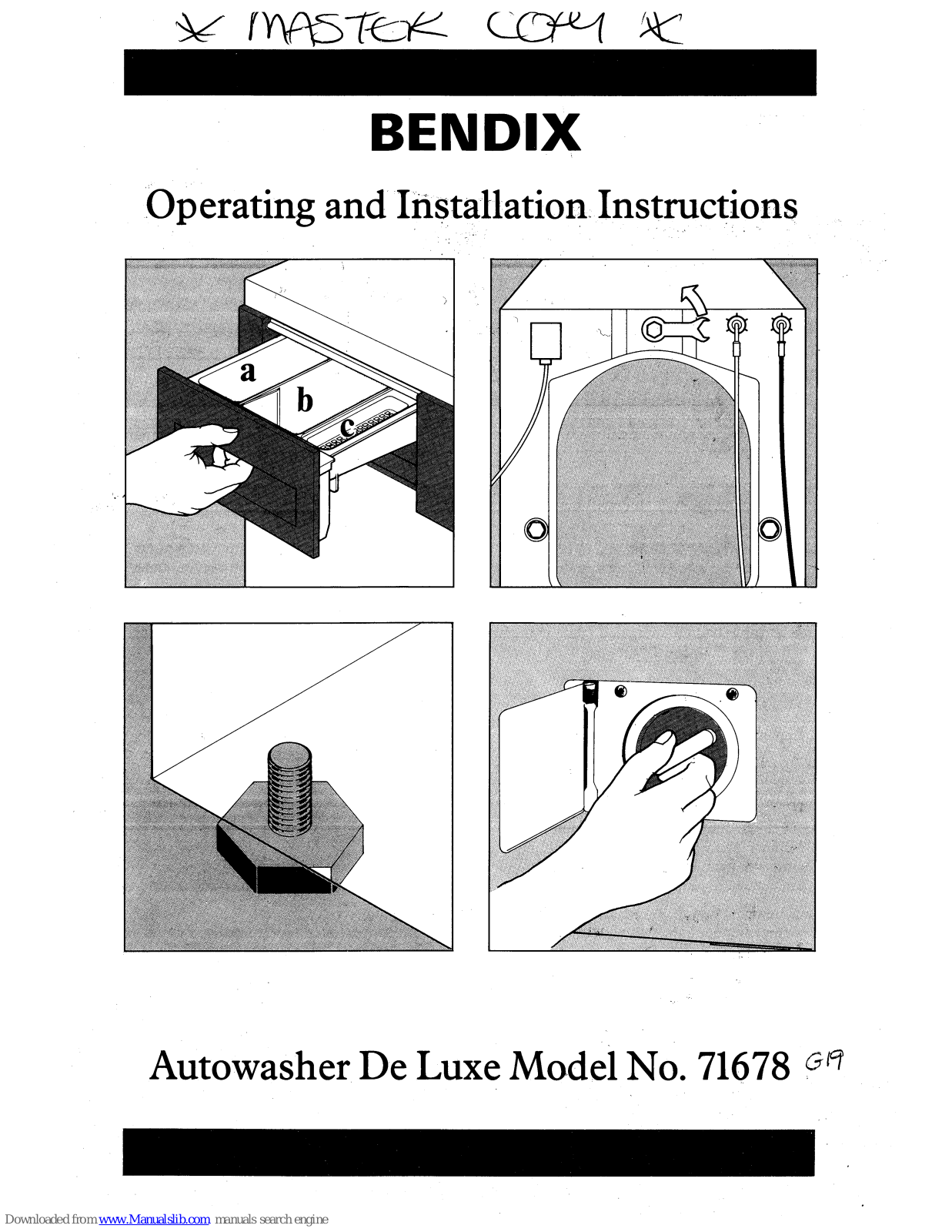 BENDIX 71678 Operating And Installation Instruction