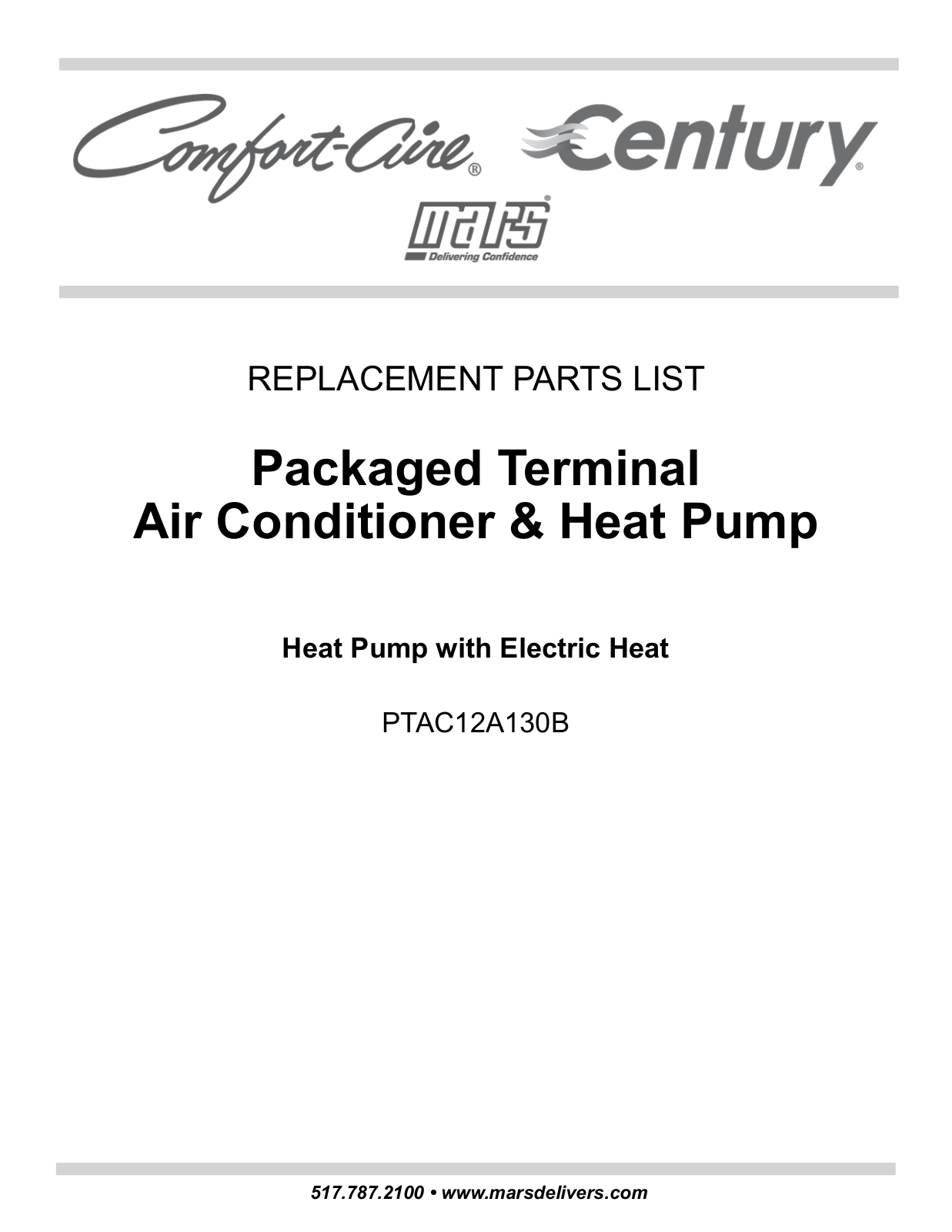 Comfort-aire Ptac12a130b, Pthp12a130b Owner's Manual