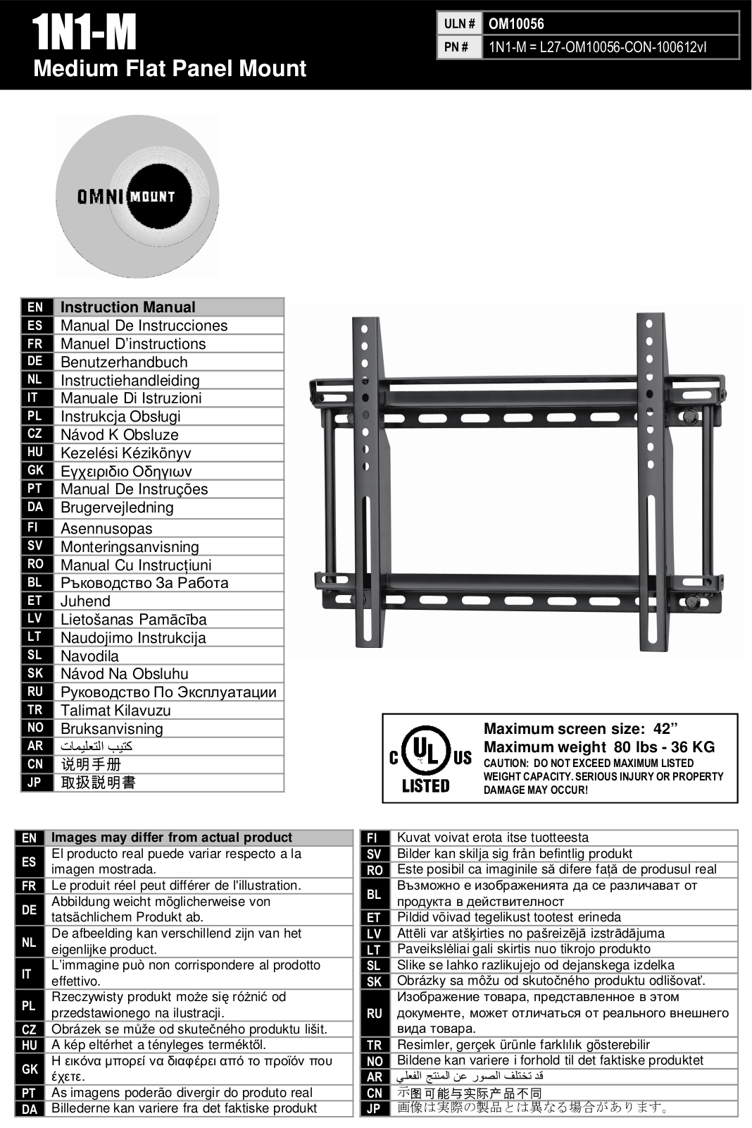 OMNIMOUNT 1N1-M User Manual