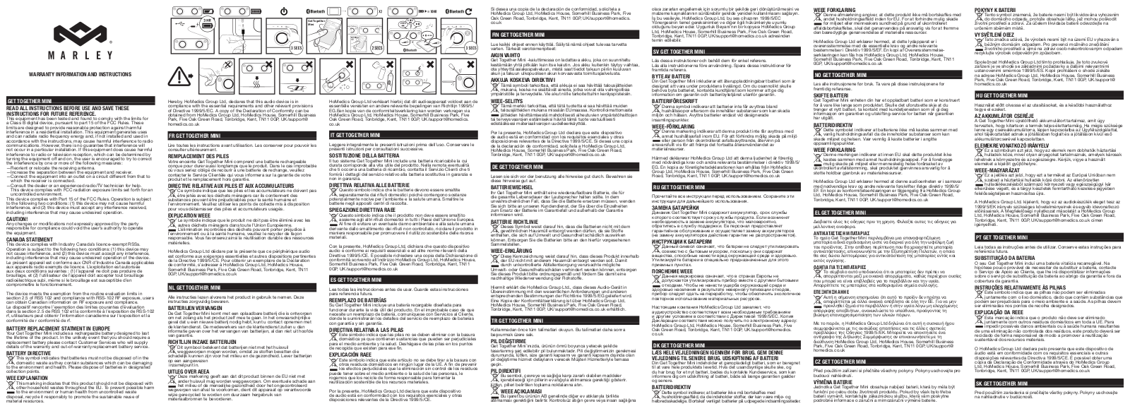 House of Marley EM-JA013-DN, EM-JA013-PM, EM-JA013-SB Instruction manual