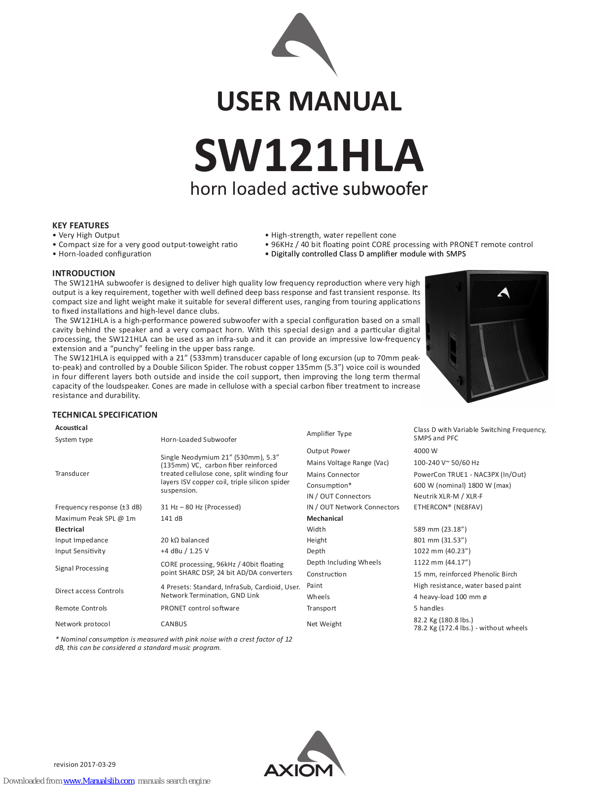 Axiom SW121HLA User Manual