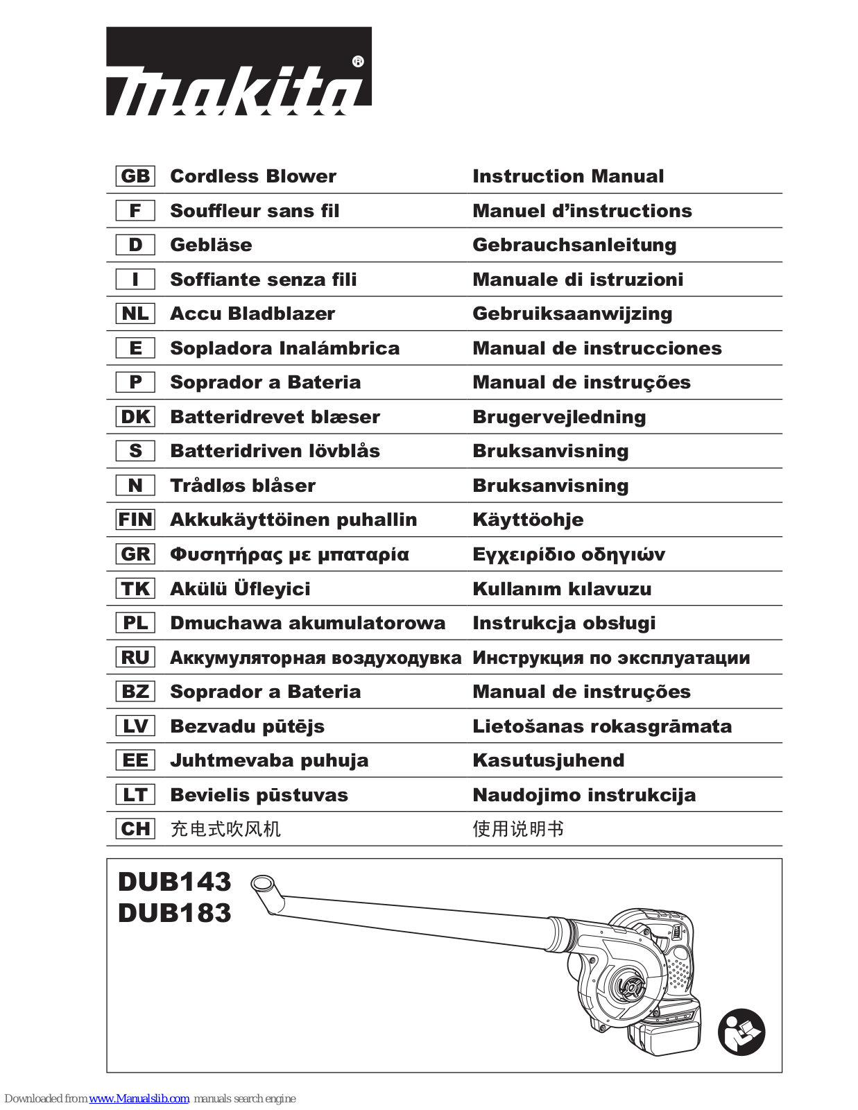 Makita DUB143, DUB183 Instruction Manual