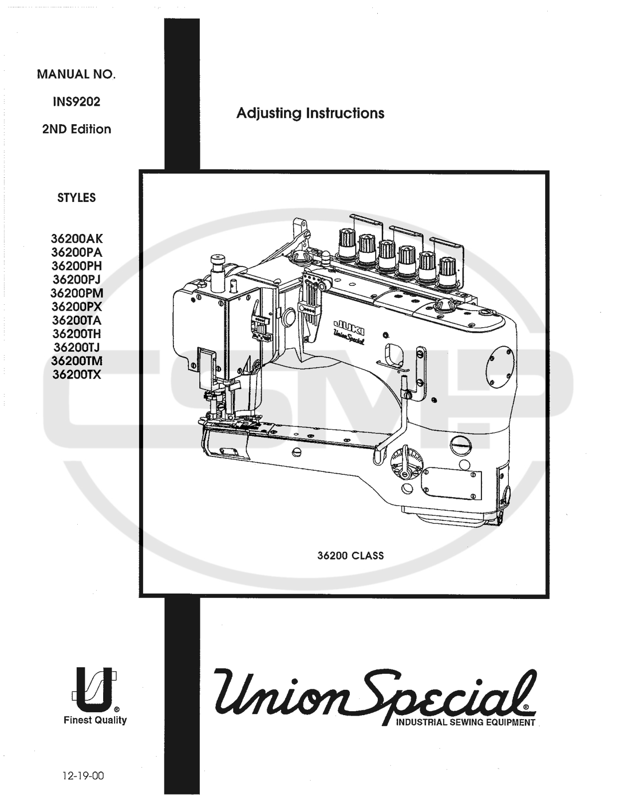 Union Special INS9202 Parts Book