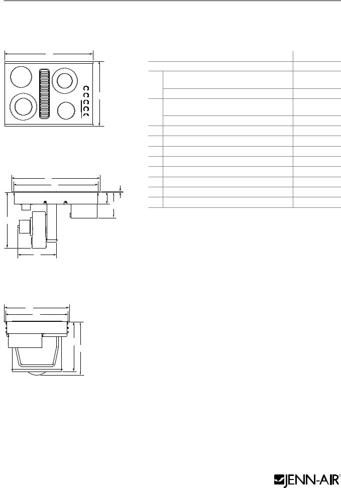 JENN-AIR JED4430WB, JED4430WS, JED4430WR Dimension Guide