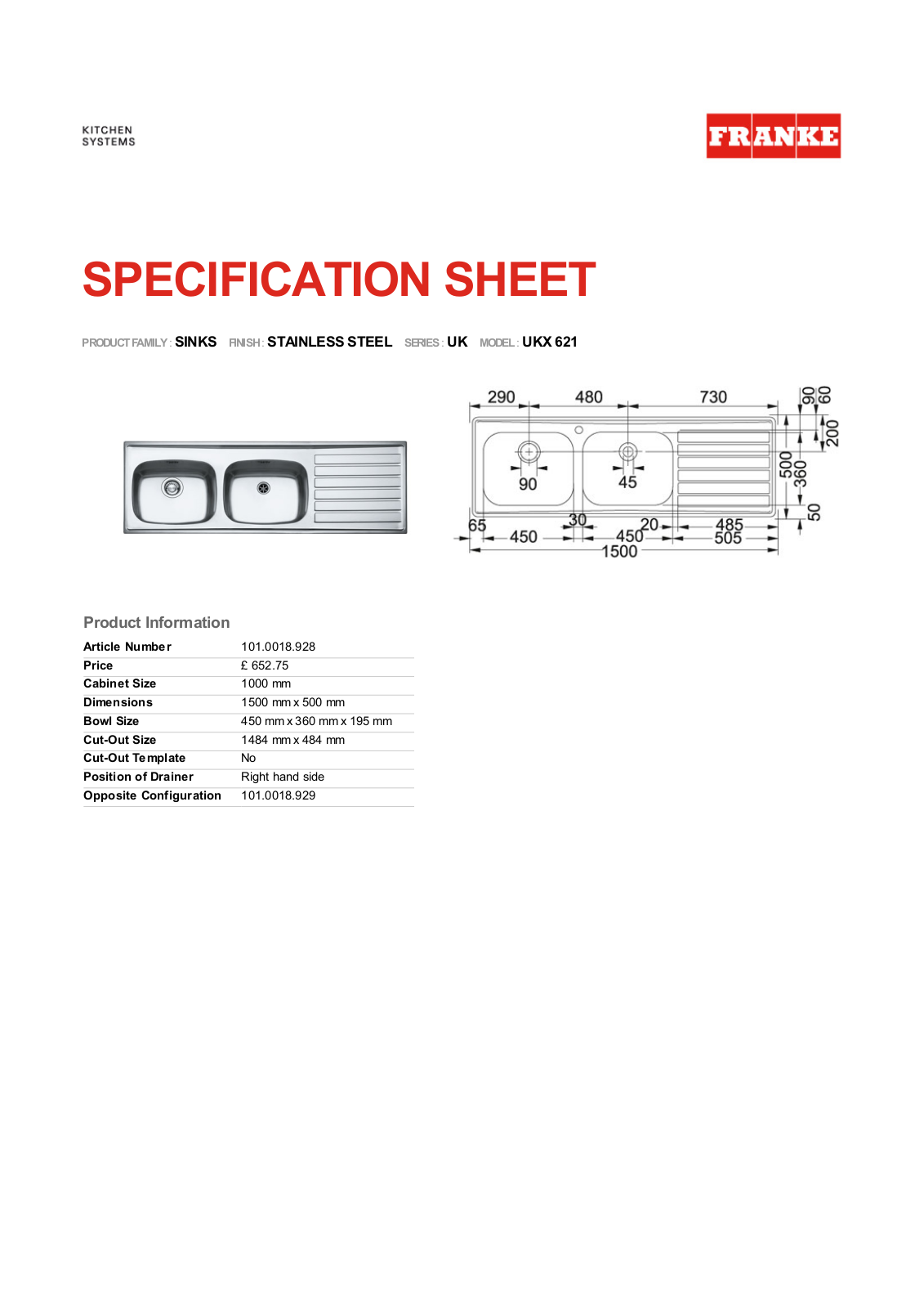 Franke Foodservice UKX 621 User Manual