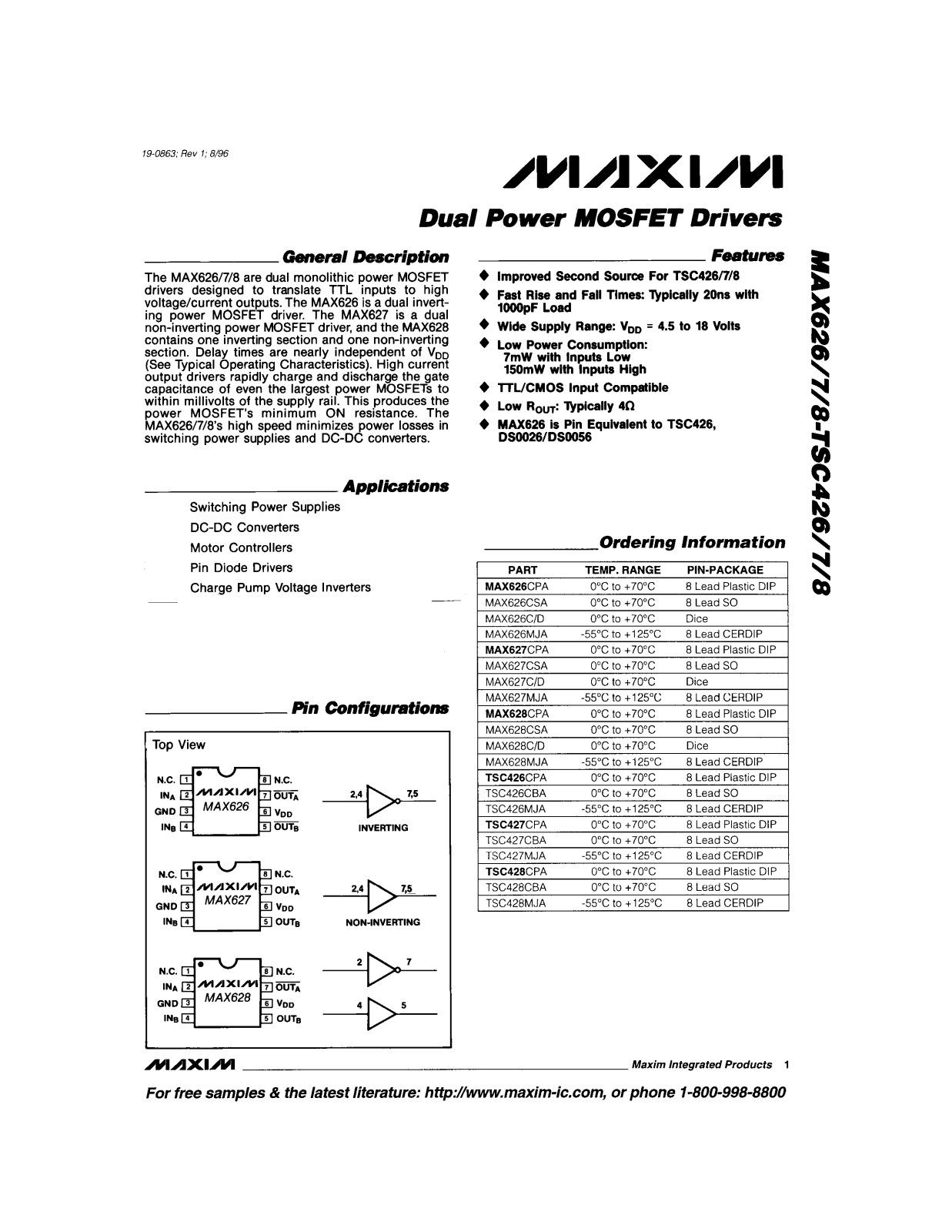 Datasheet MAX 627 CPA Datasheet (FREI) - ManualMachine.com