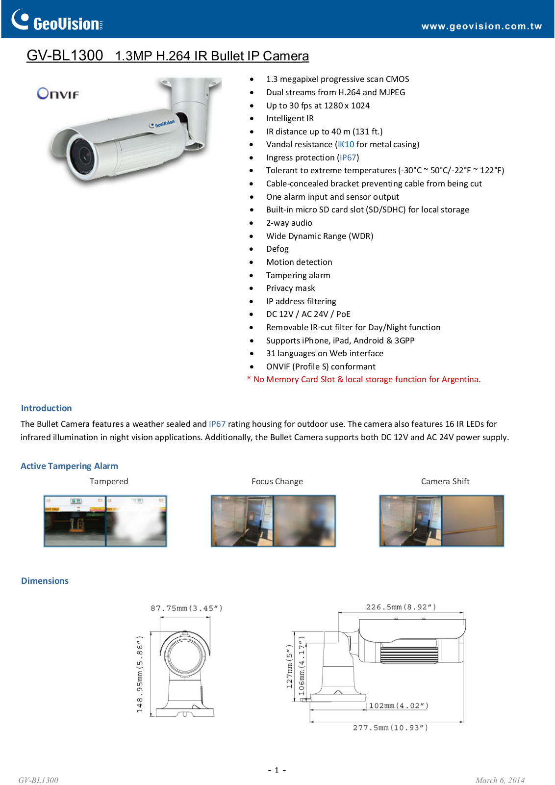 GeoVision BL1300 User Manual