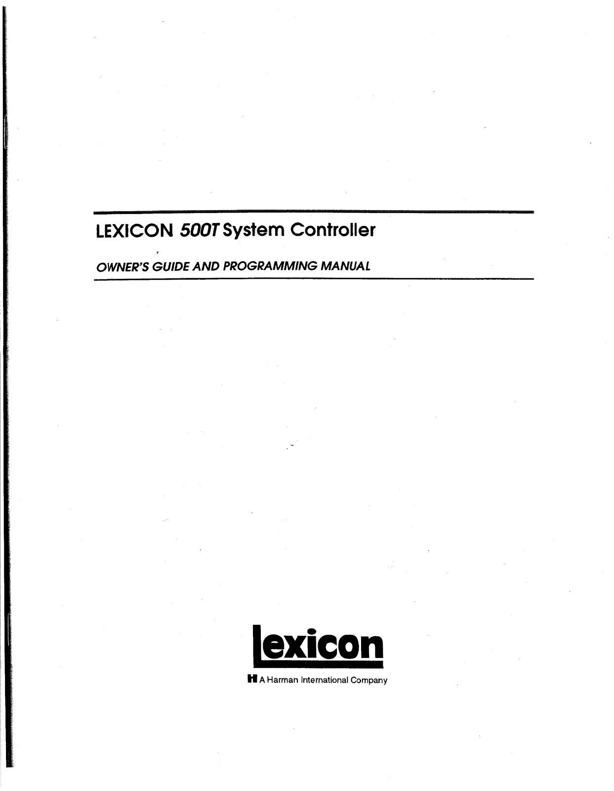 Lexicon 500T Owner's Manual