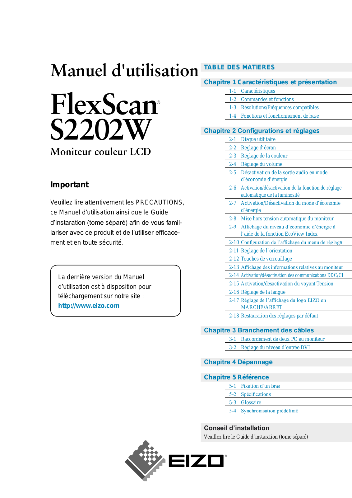 Eizo FLEXSCAN S2202W User Manual