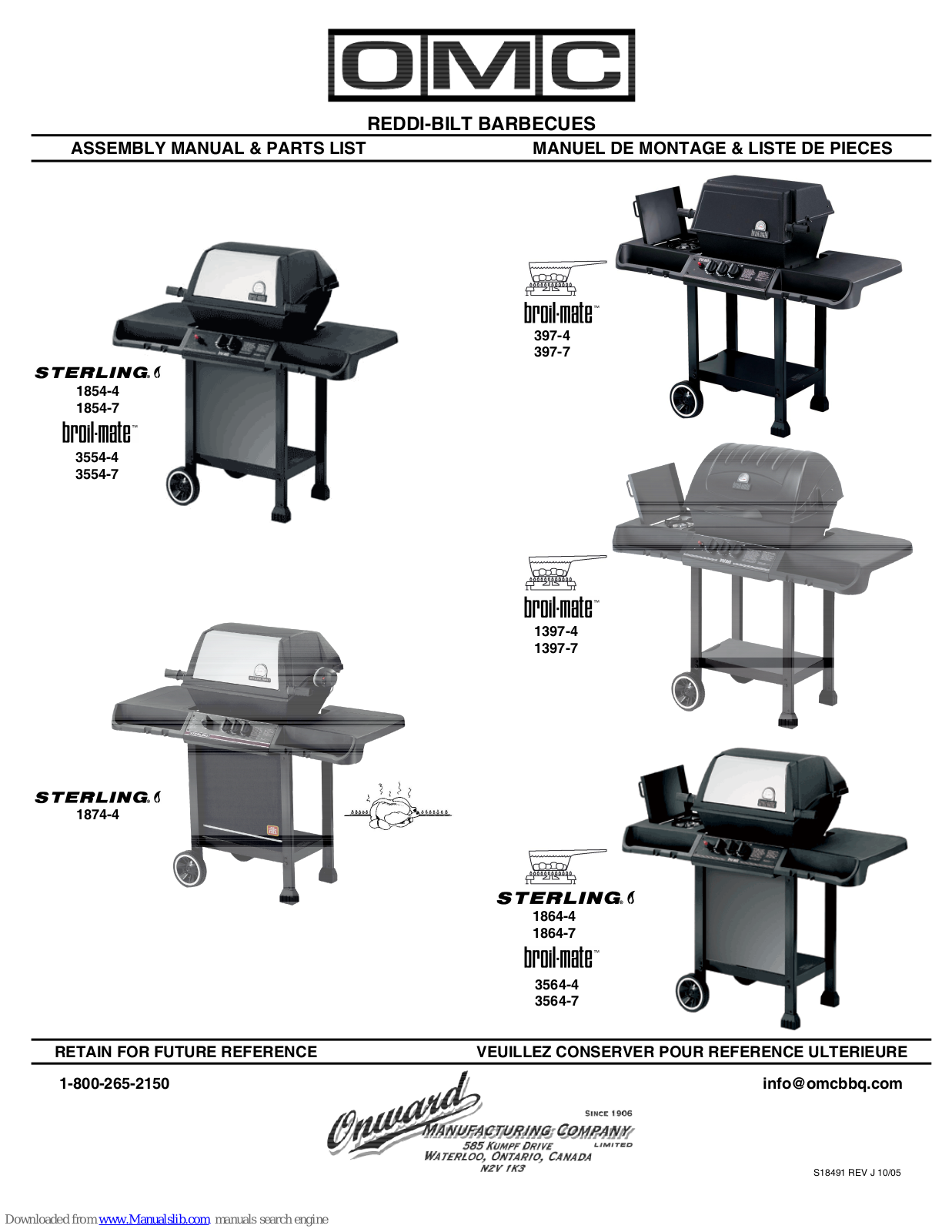 OMC 397-4, 397-7, 1854-4, 1854-7, 3554-4 Assembly Manual And Parts List