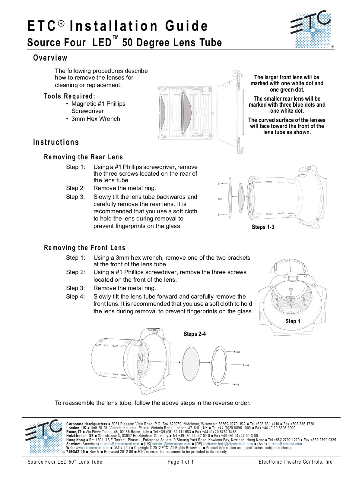 ETC Source Four LED 50 Degree Lens Tube User Manual