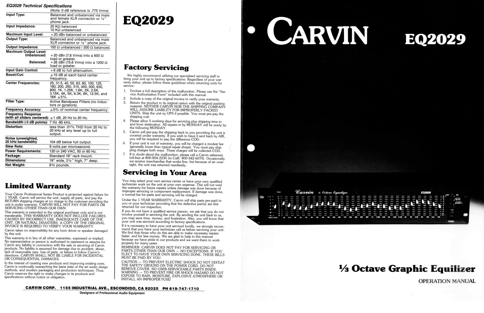 Carvin EQ2029 User Manual