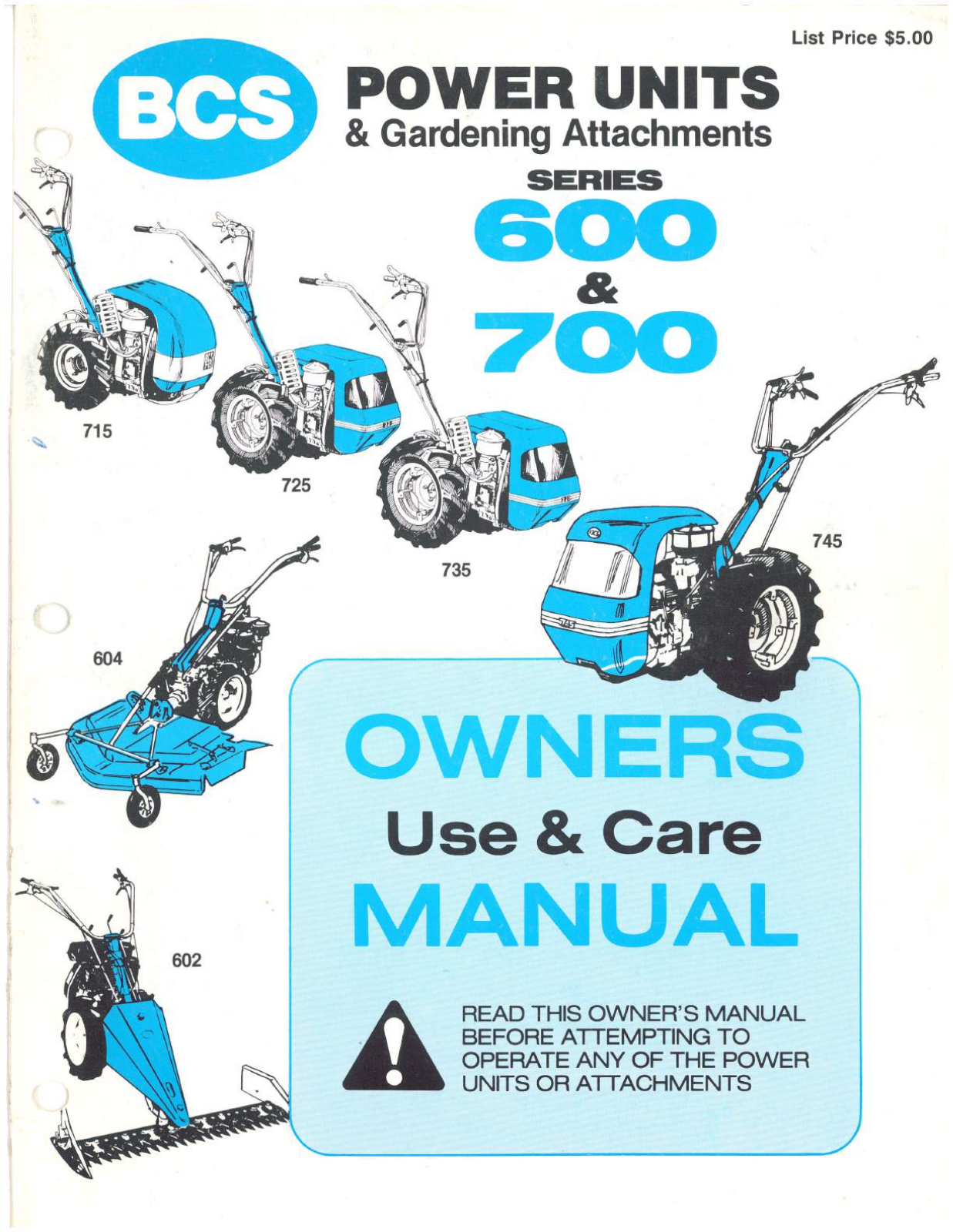 Bcs 745, 735, 725, 602, 604 User Manual